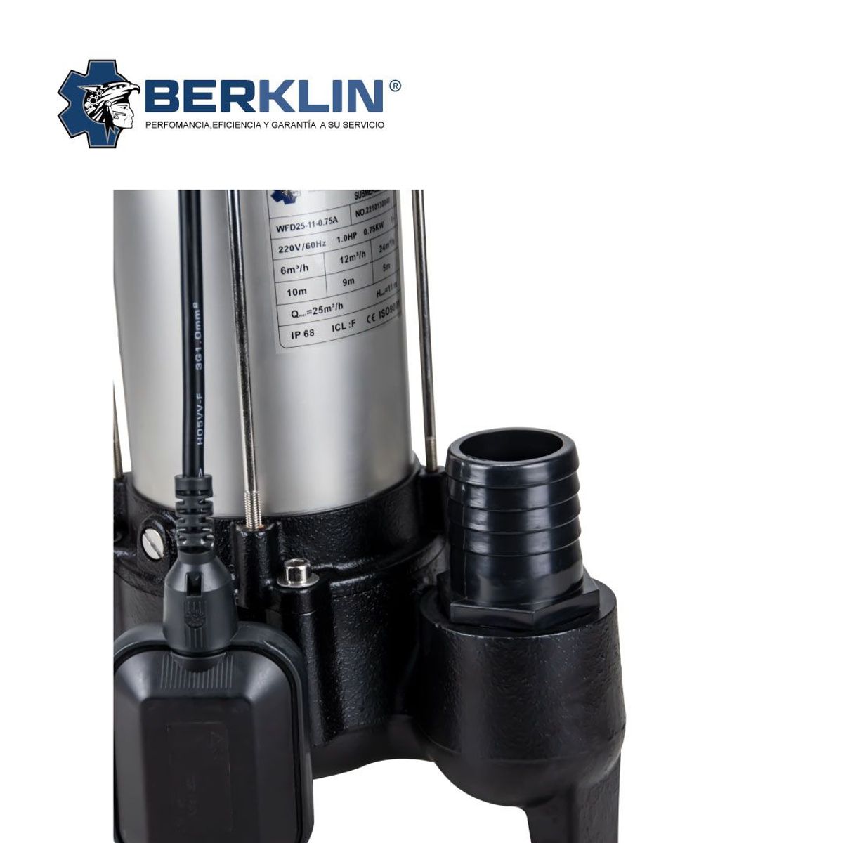 BERKLIN - BOMBA SUMERGIBLE DE 1HP PARA AGUAS TURBIAS