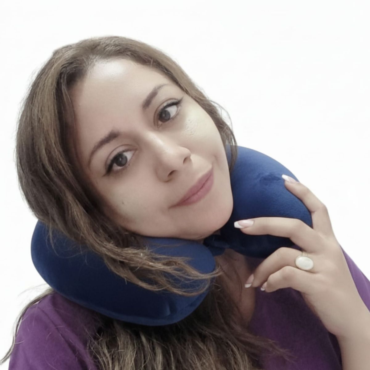 GENERICO - Cojin de viaje para Cuello - Terciopelo Azul Oscuro