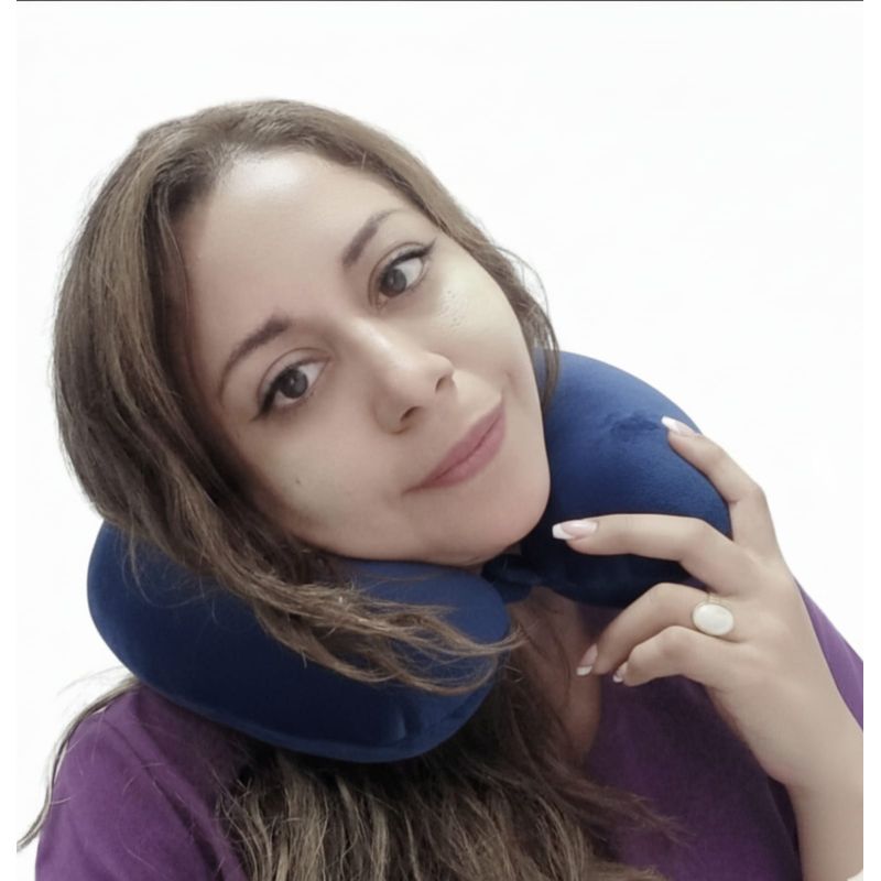 GENERICO - Cojin de viaje para Cuello - Terciopelo Azul Oscuro