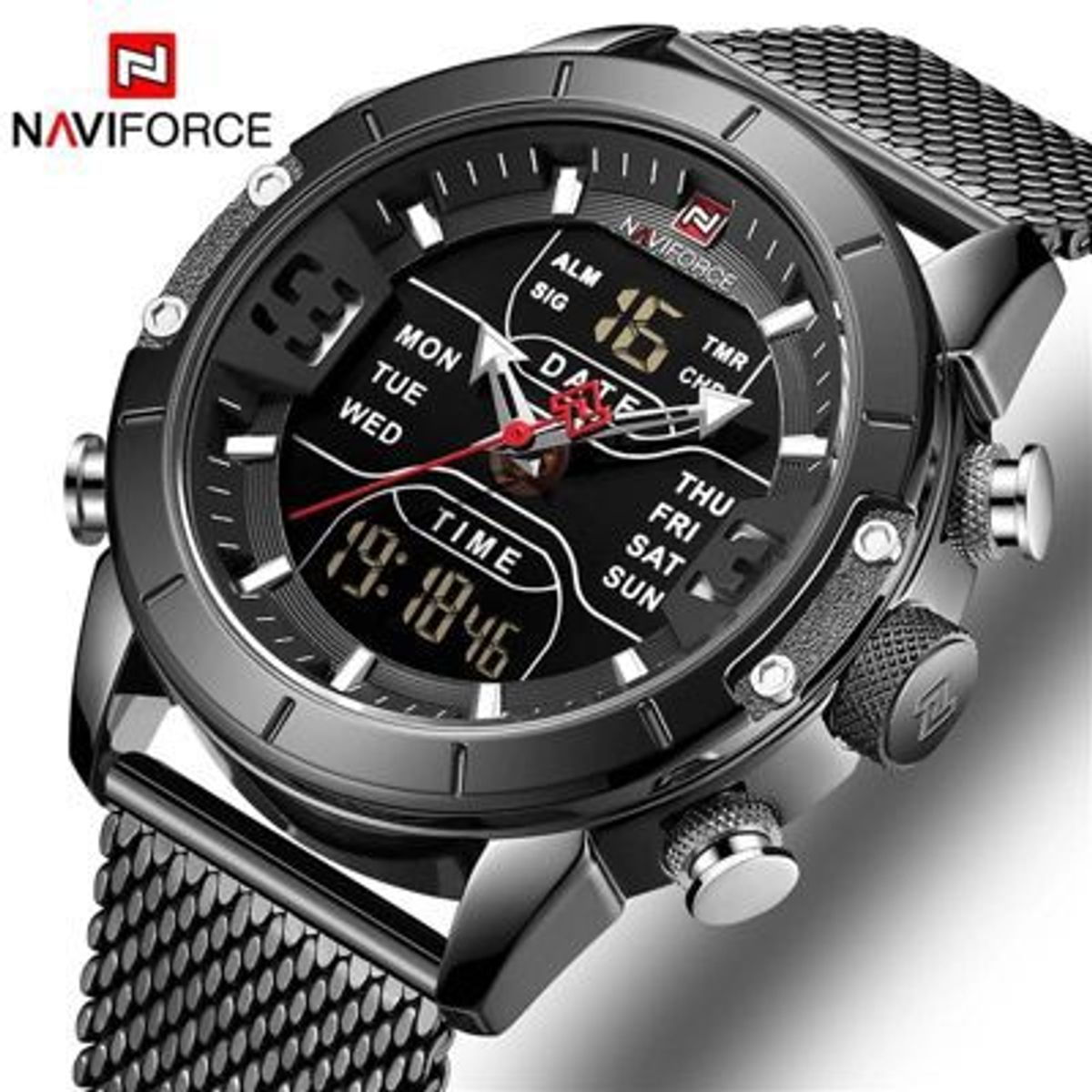 NAVIFORCE - Reloj Naviforce Acero Plateado y Negro NAV-4