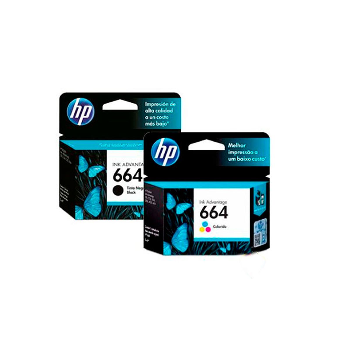 HP - Cartucho de Tinta HP 664 Pack Tricolor - Negro F6V28AL- F6V29AL