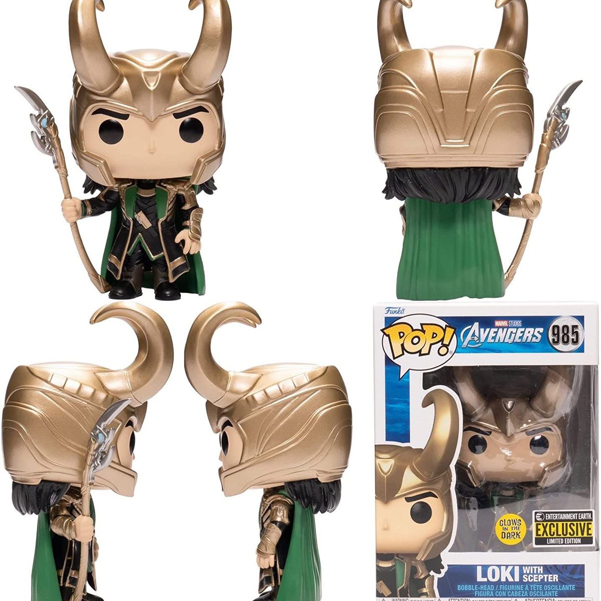 FUNKO - Funko Pop Marvel Loki con Cetro Brilla en la oscuridad EE