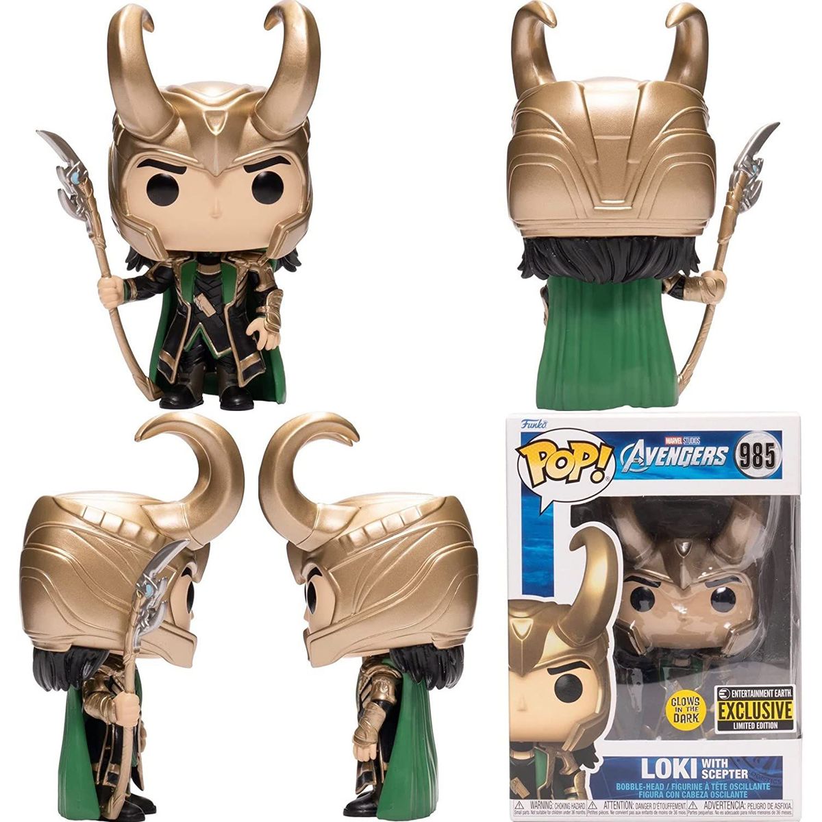FUNKO - Funko Pop Marvel Loki con Cetro Brilla en la oscuridad EE