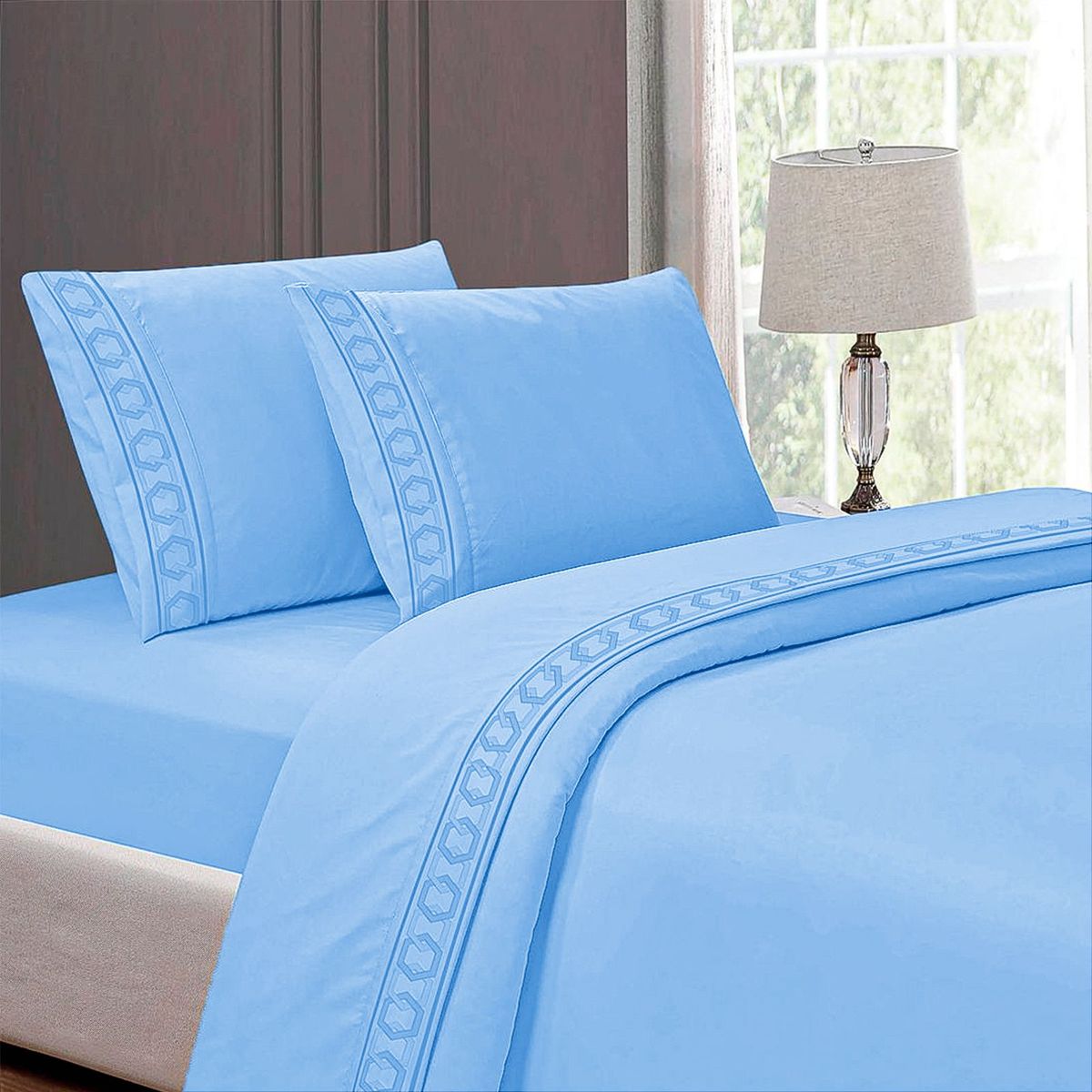 CASATEX - Juego de Sábanas  100%Algodón KING - CELESTE