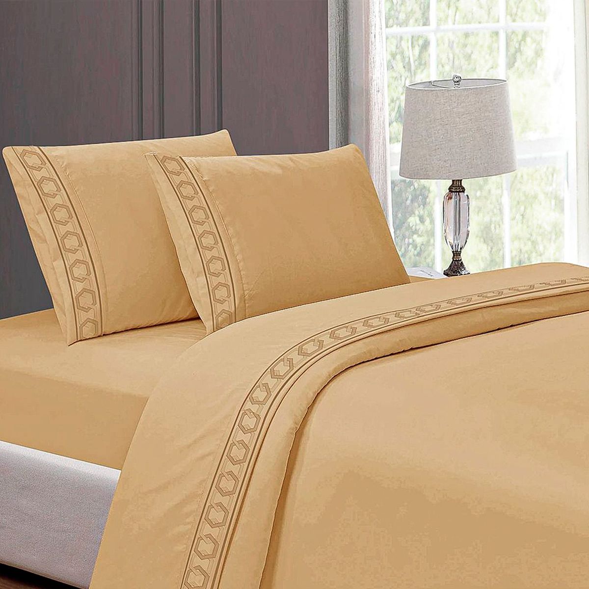 CASATEX - Juego de Sábanas  100%Algodón KING - DORADO