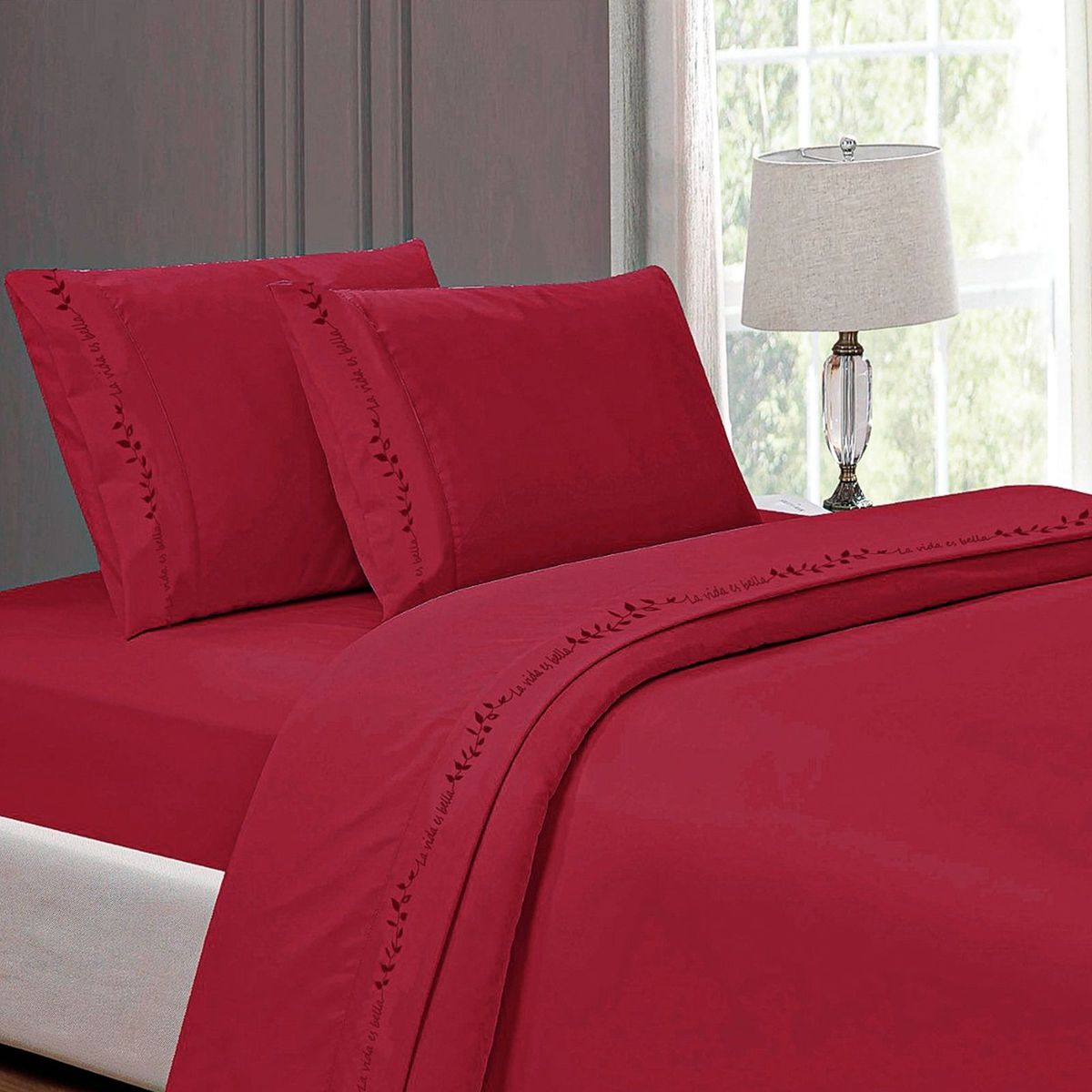 CASATEX - Juego de Sábanas  100%Algodón KING - VINO