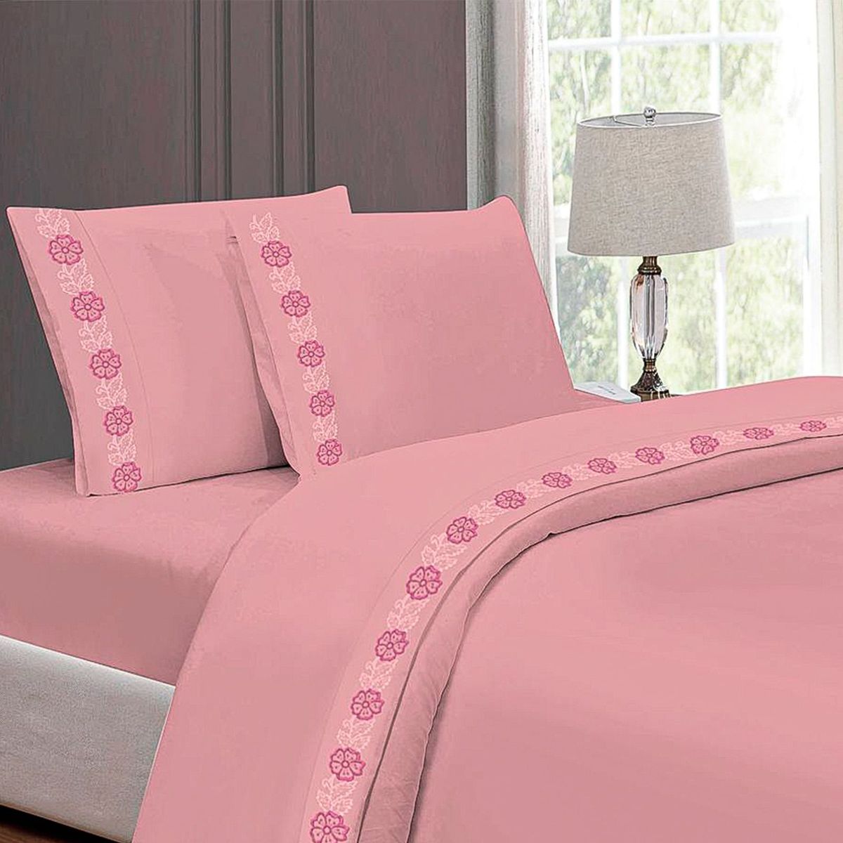 CASATEX - Juego de Sábanas  100%Algodón KING - ROSA