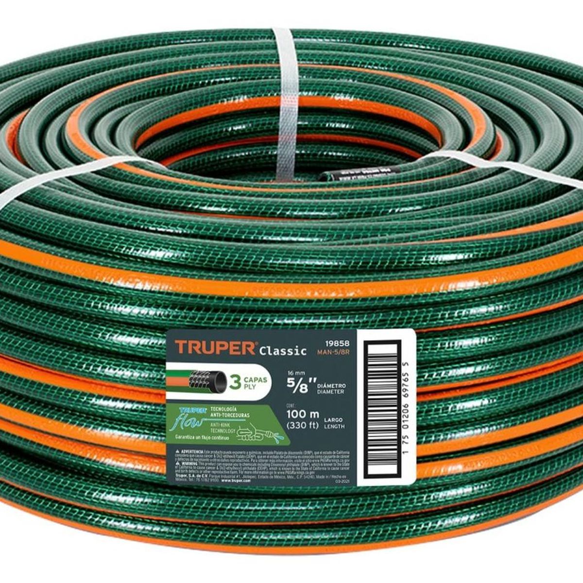Truper - Manguera de riego de 5/8" reforzada 100 metros Truper