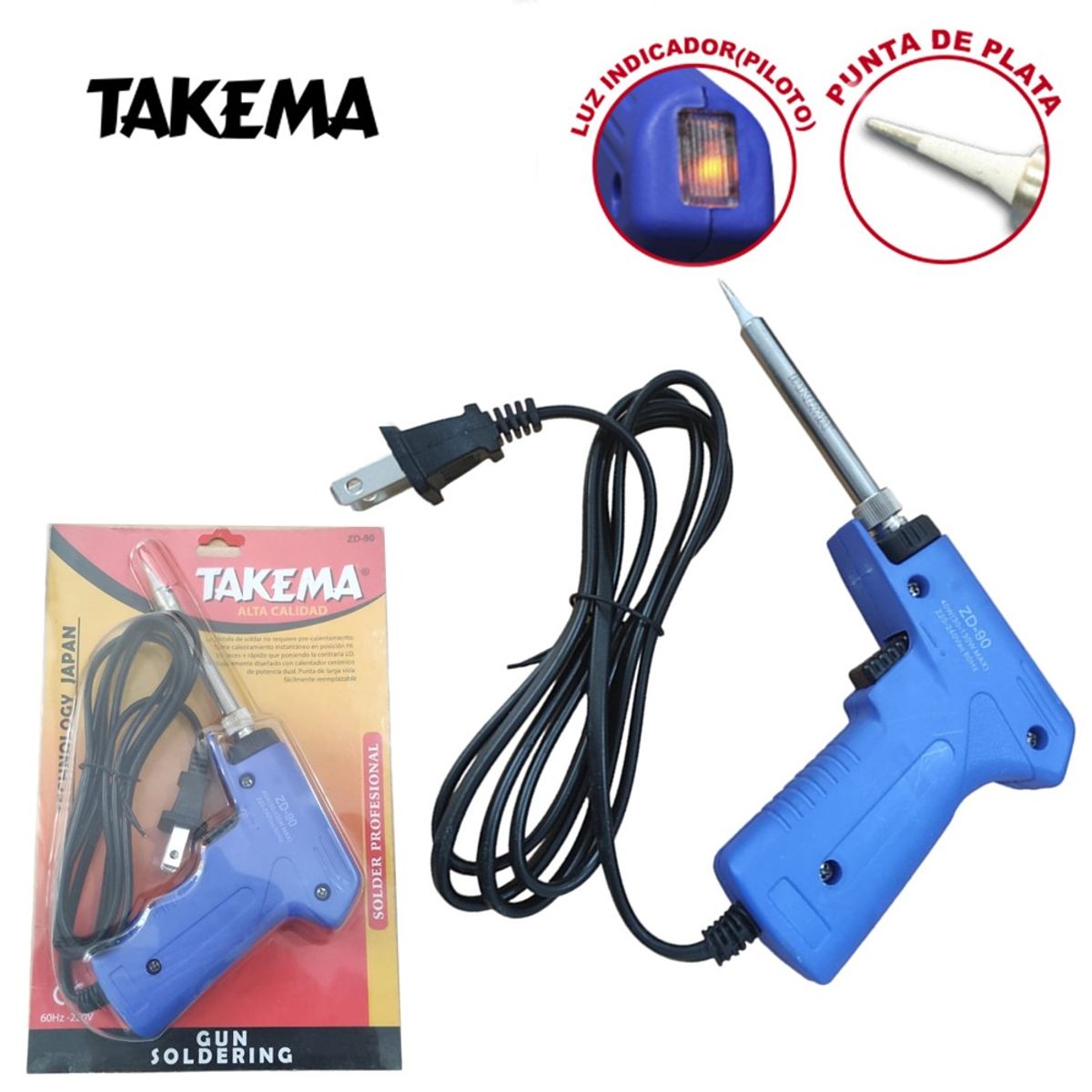 TAKEMA - Cautin tipo Pistola punta de plata 30W130W TAKEMA ZD-90 Soldar 60Hz