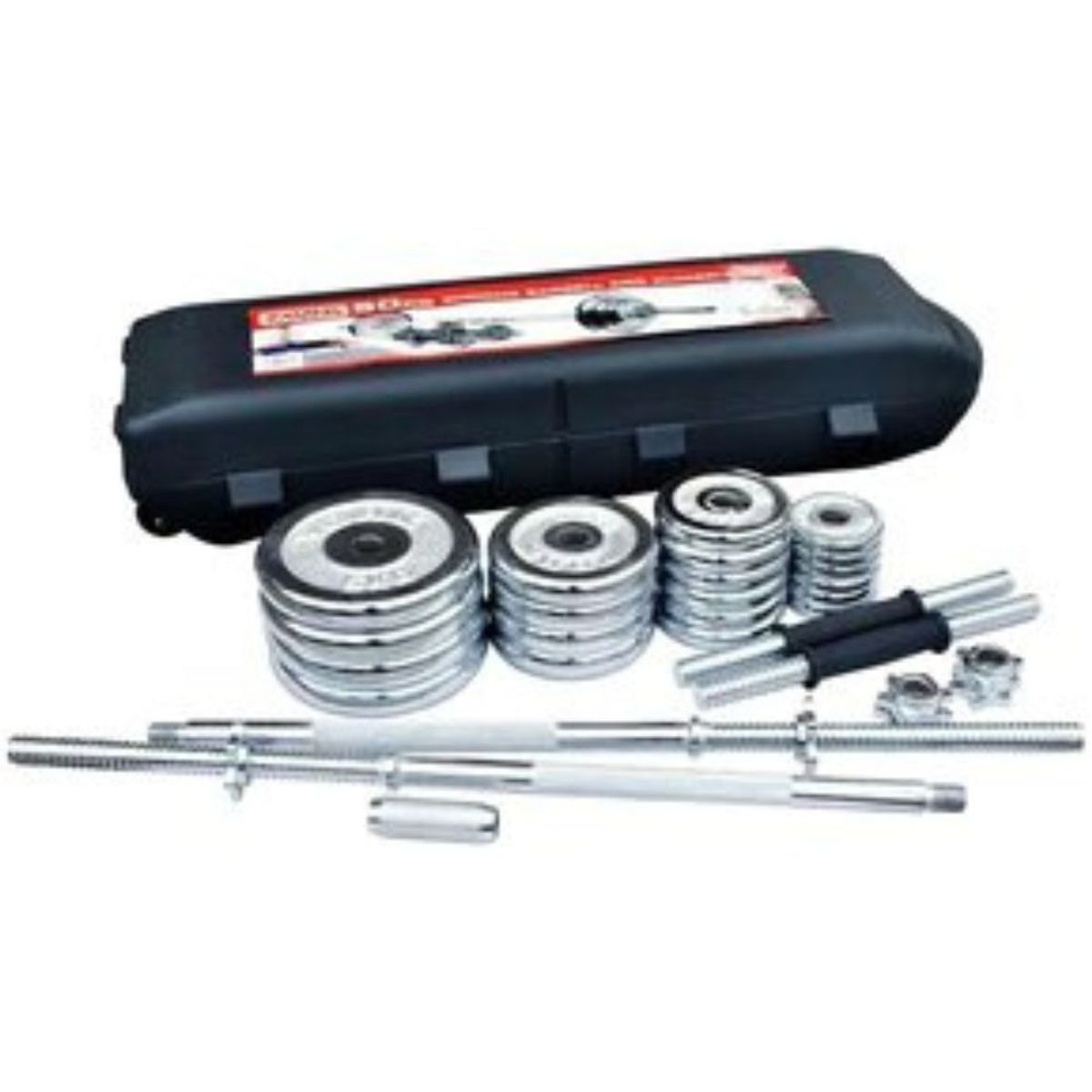 URBAN FIT - Set de 50 kgs pesas y mancuernas cromadas + Maletin