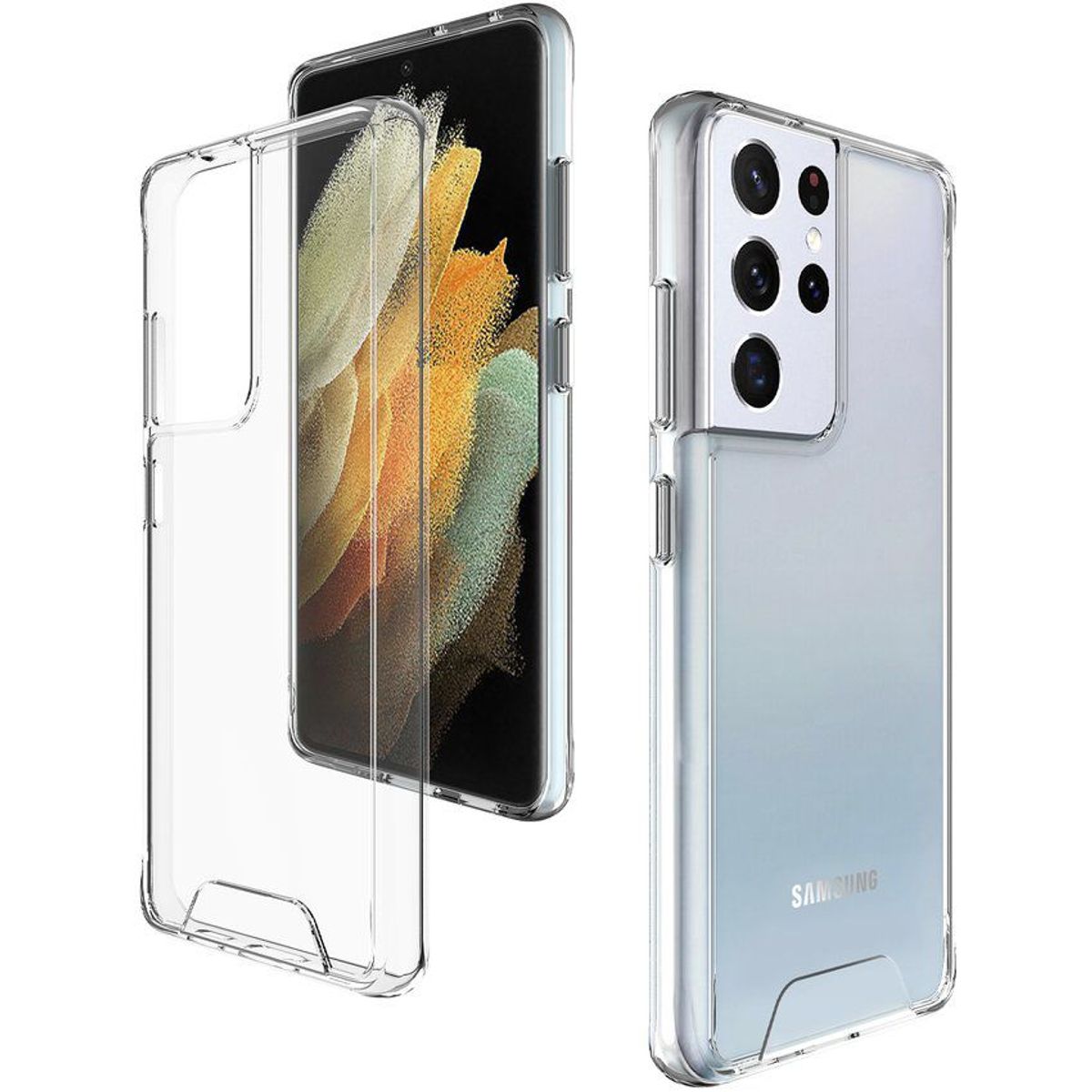 GENERICO - Funda Case Space Drop y Mica UV para Samsung S21 ultra Transparente