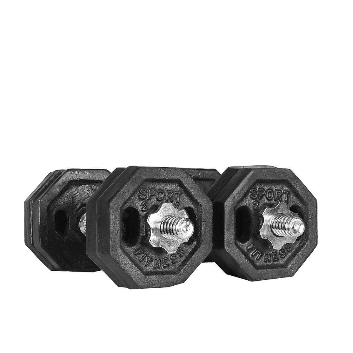 SPORT FITNESS - Set de Pesa 16 kilos + Mancuernas Importadas - hexagonales