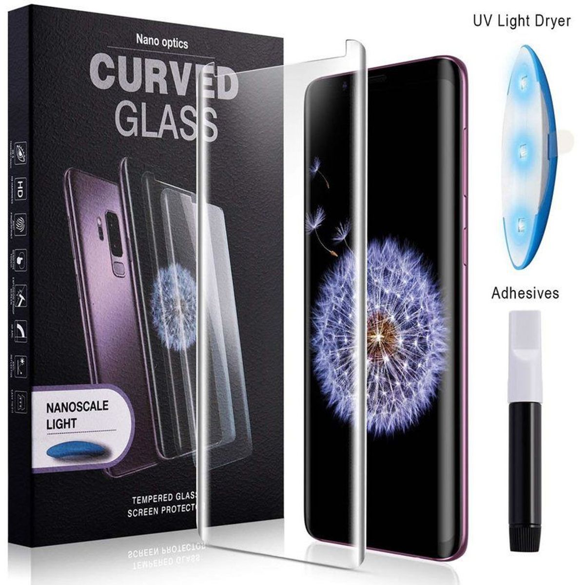 GLASS - Vidrio Templado UV Curvo para Samsung Galaxy S9 Plus Transparente