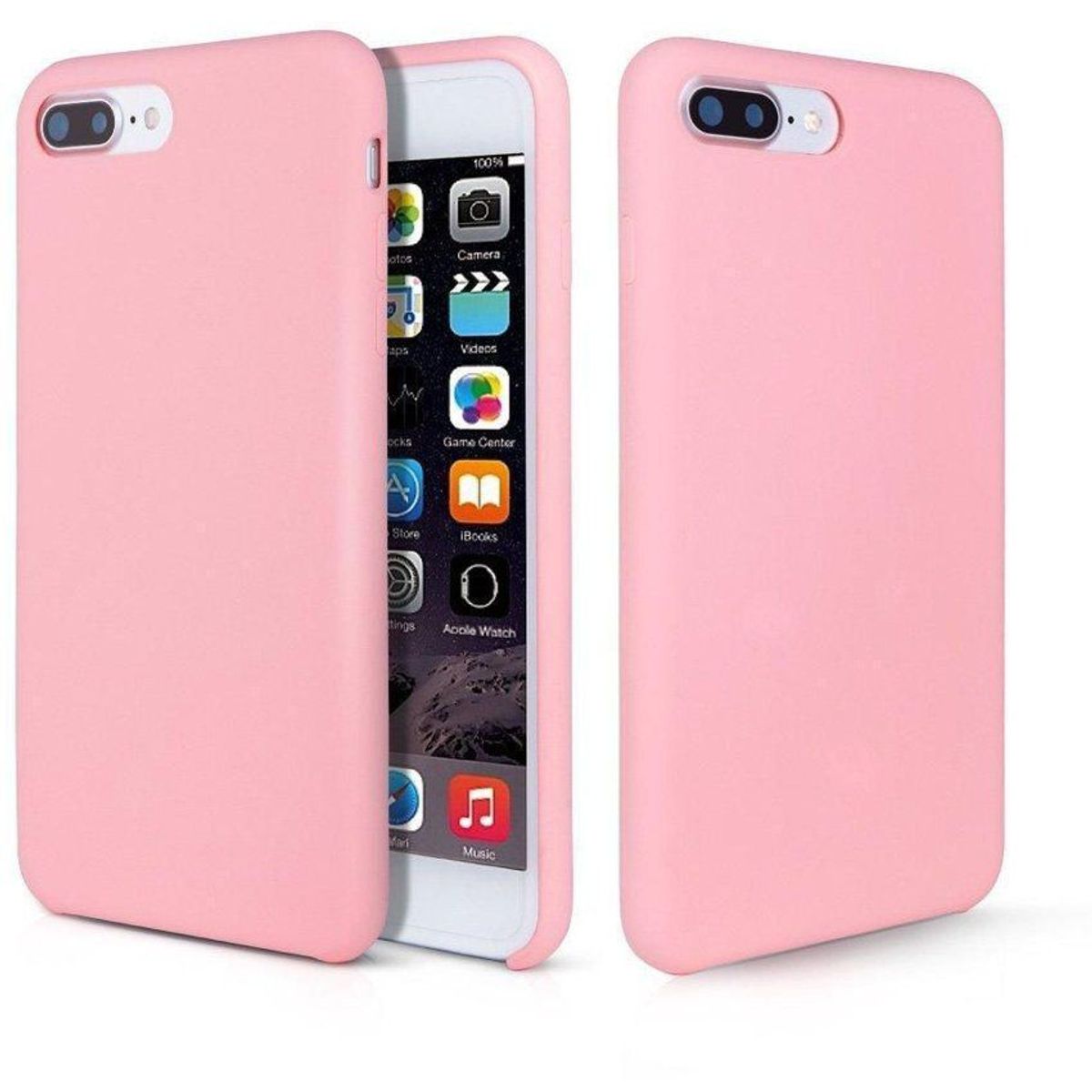 GENERICO - Funda Silicone Case + Vidrio Templado para iPhone 8 Rosa