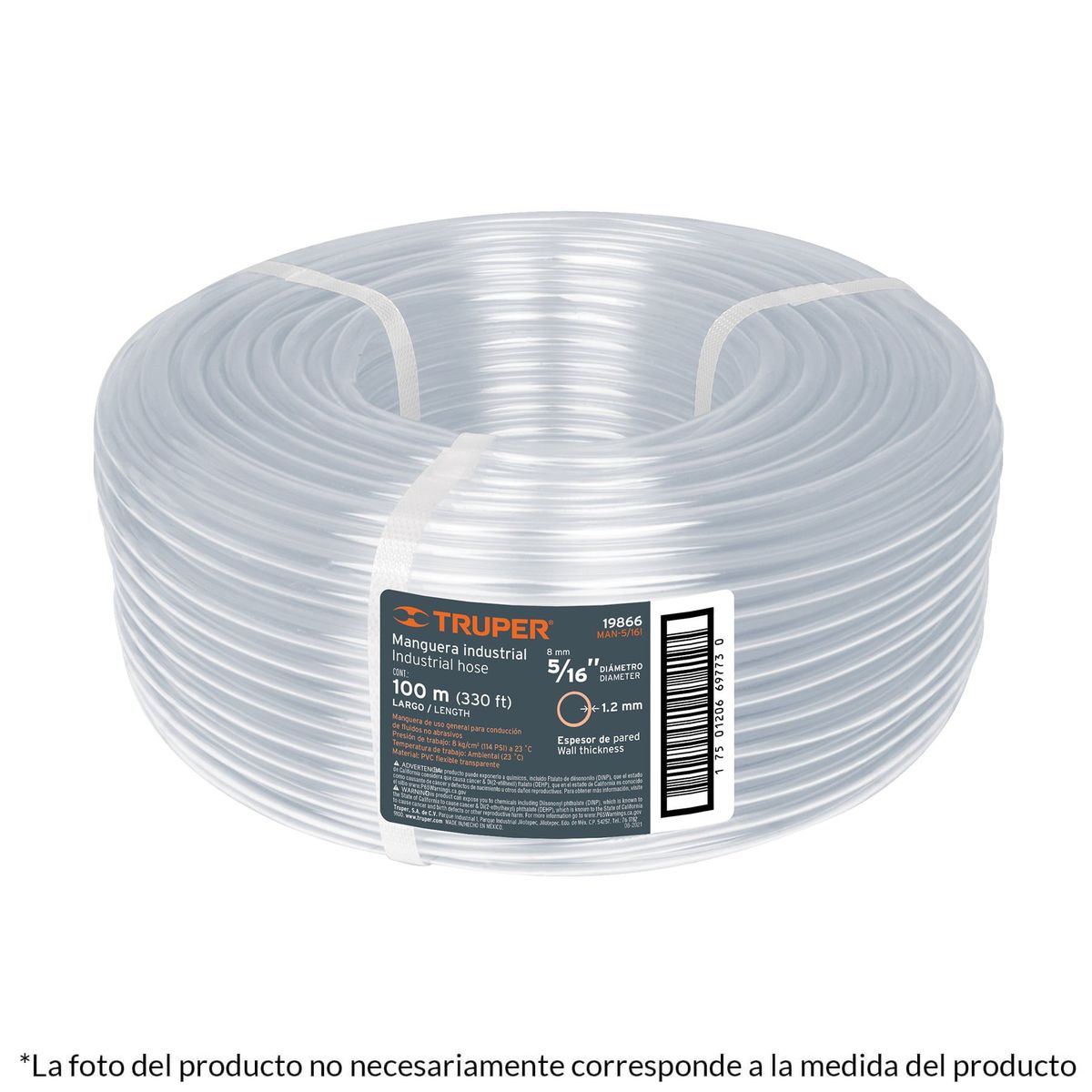 TRUPER - Manguera industrial de nivel 5/8 rollo por 100 metros Truper