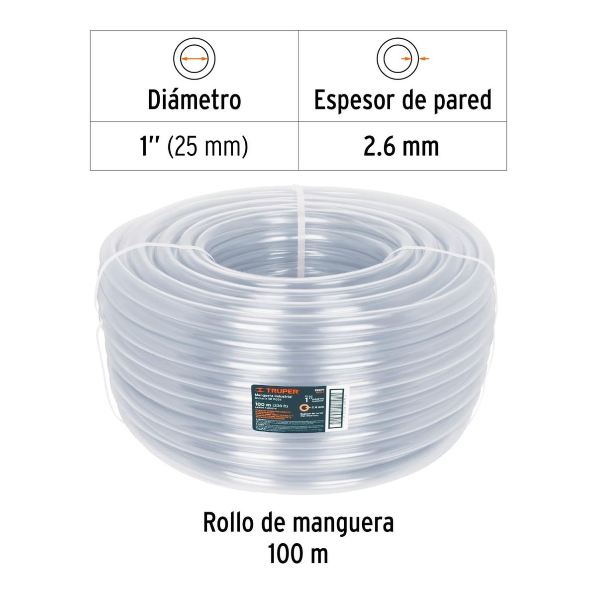 TRUPER - Manguera industrial de nivel 1" rollo por 100 metros Truper