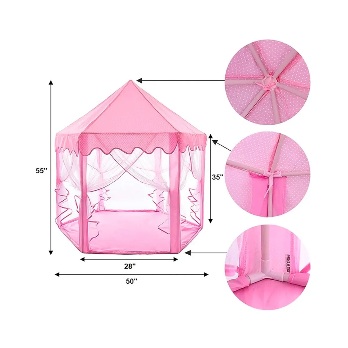 GRETAIL - Castillo Carpa De Princesa Armable Rosado