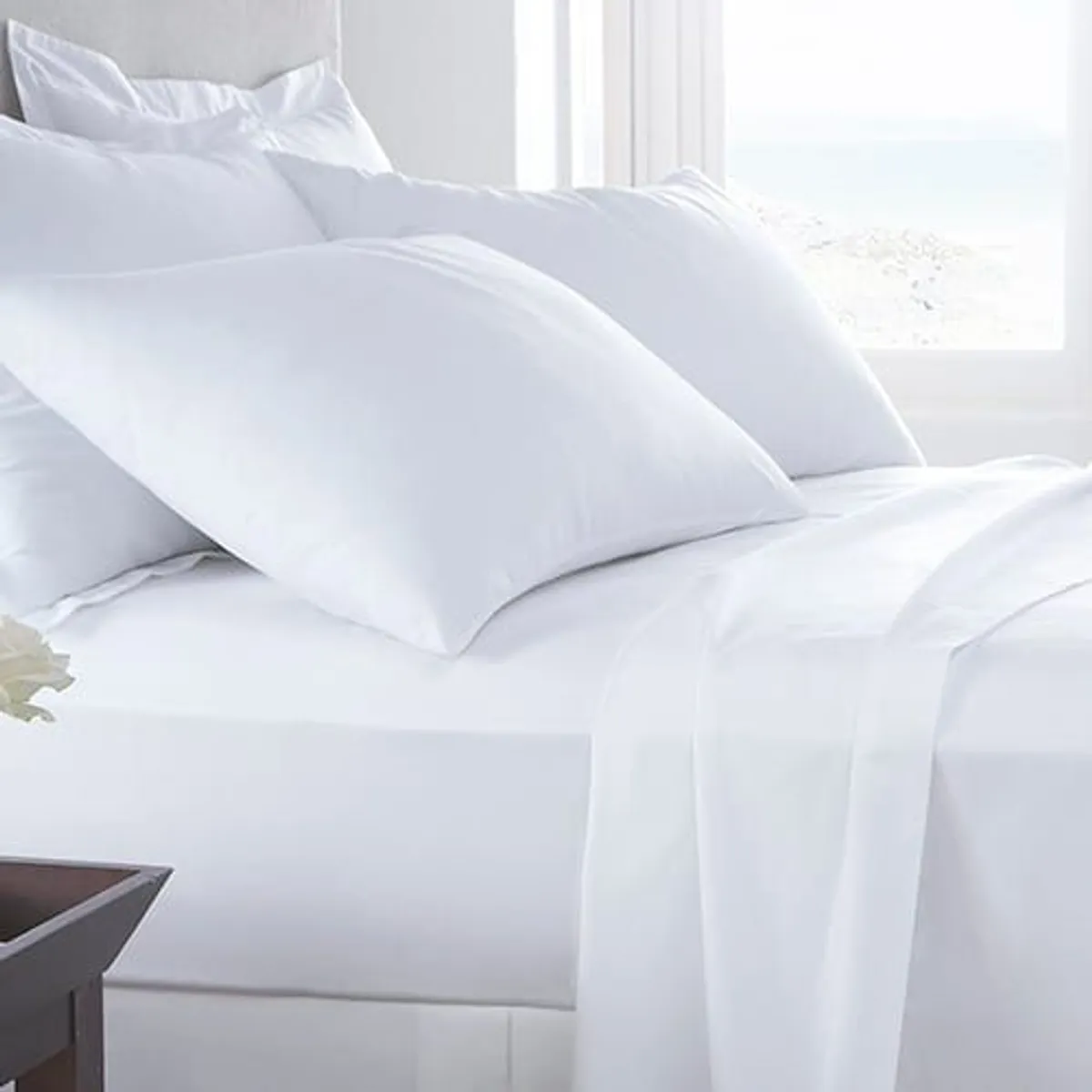 GENERICO - Sabanas Hoteleras Tamaño 2 plazas - Algodón 250 hilos - Blanca