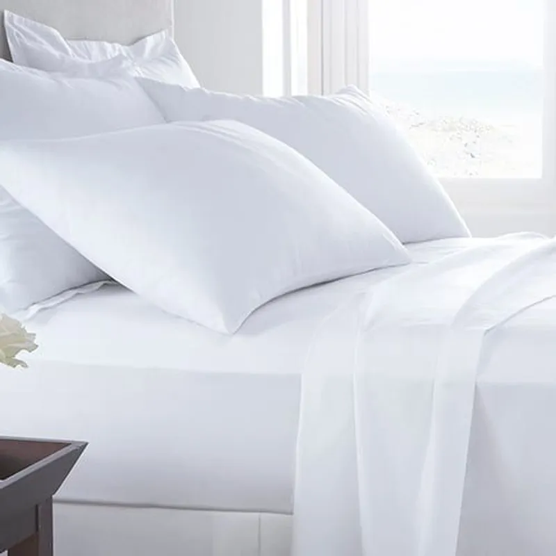 GENERICO - Sabanas Hoteleras Tamaño 2 plazas - Algodón 250 hilos - Blanca