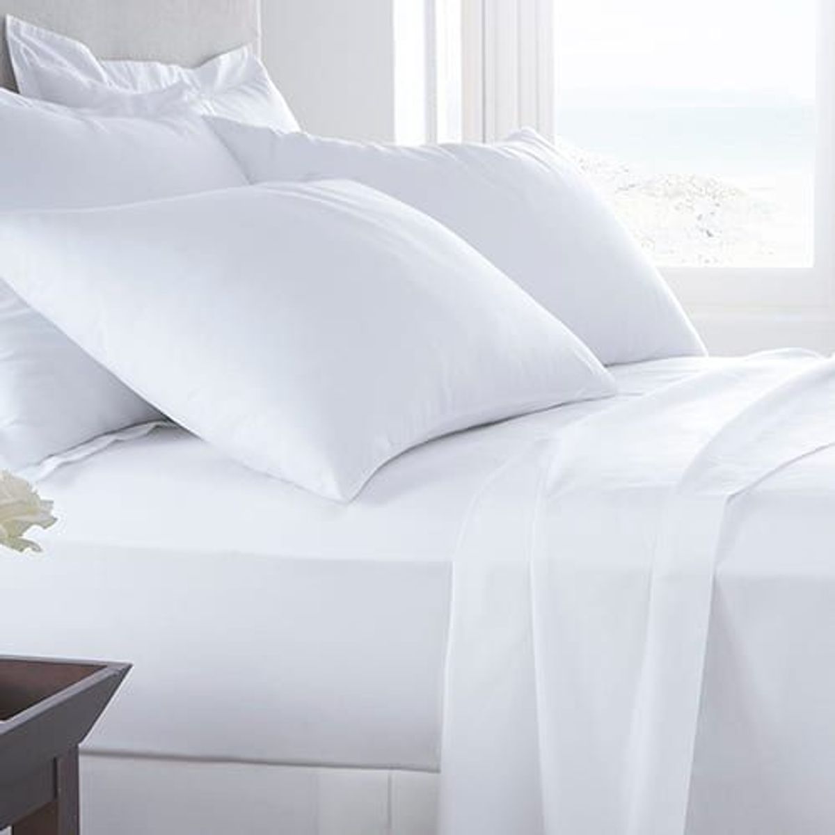 GENERICO - Sabanas Hoteleras Tamaño QUEEN - Algodón 250 hilos - Blanca