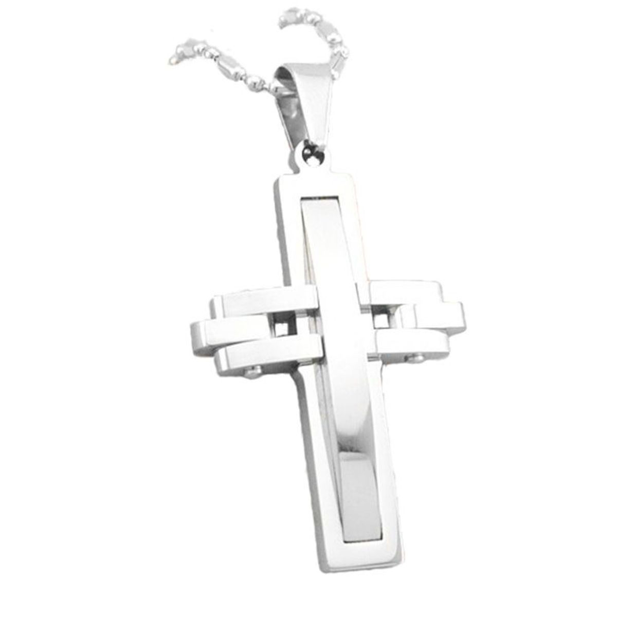 GENERICO - Collar Cruz Atgo de Hombre Acero Inoxidable 316l Plateada