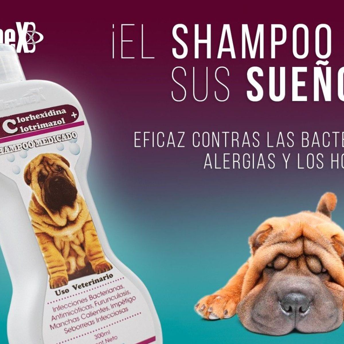 VETLINEX - SHAMPOO MEDICADO PARA PERROS CLORHEXIDINA CLOTRIMAZOL 300 ML