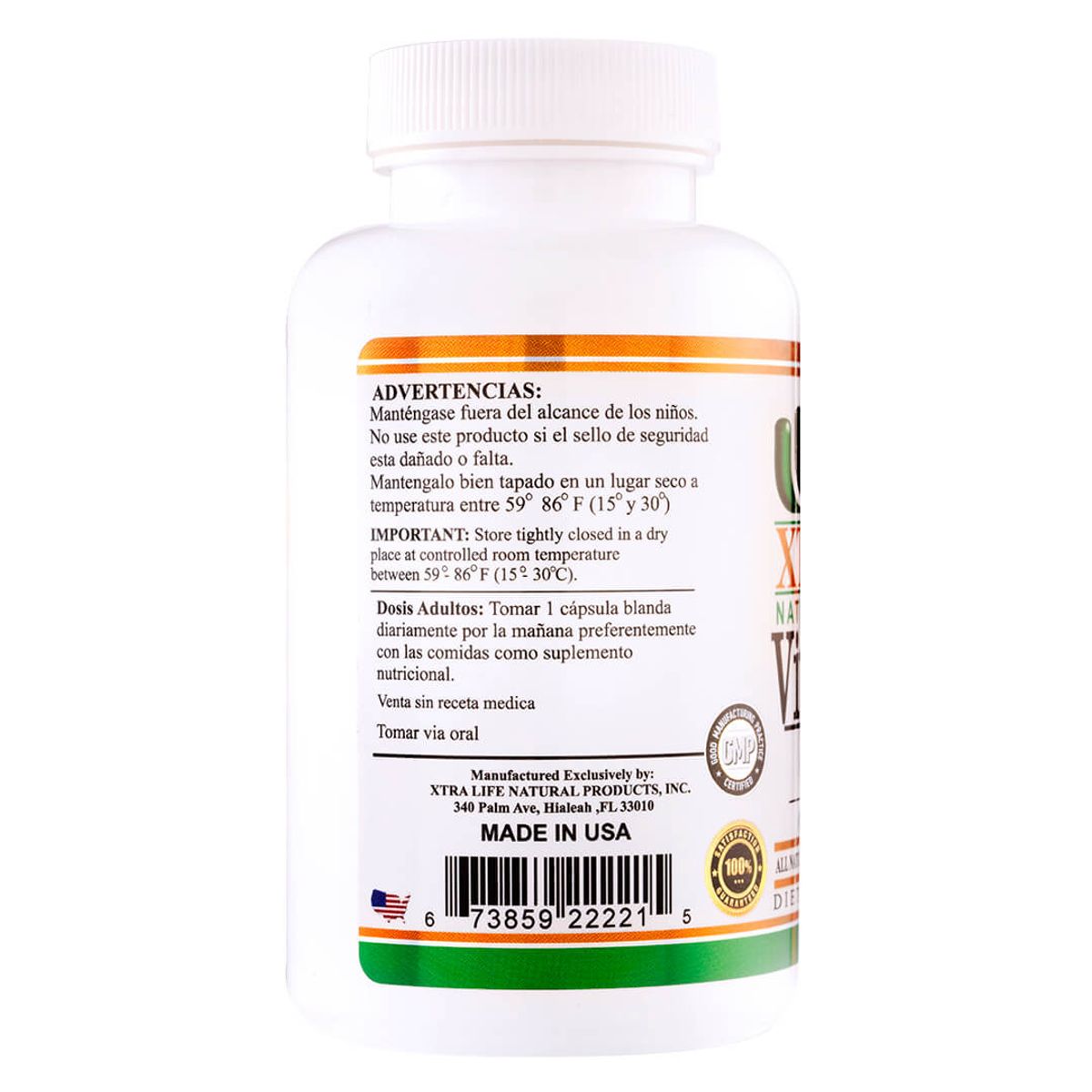 XTRALIFE NATURAL PRODUCTS - Vitamina D3 - 100 Cápsulas