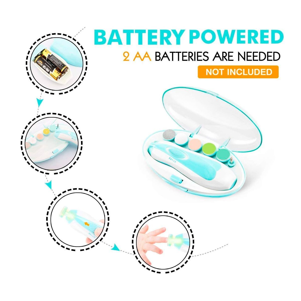 GRETAIL - Kit Cortauñas para bebé Manicure Pulidor Uñas Celeste