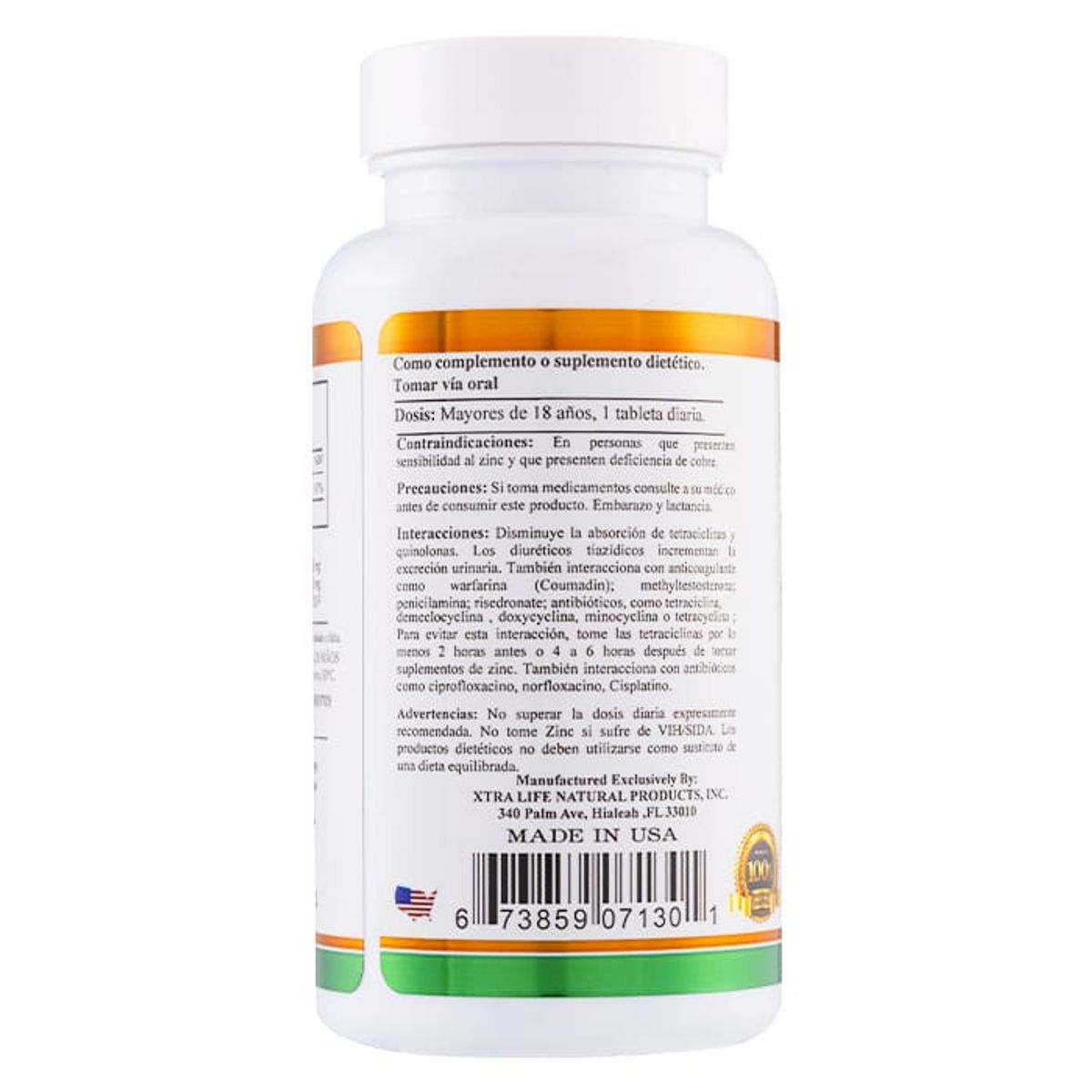 XTRALIFE NATURAL PRODUCTS - Zinc Gluconate - 60 Tabletas