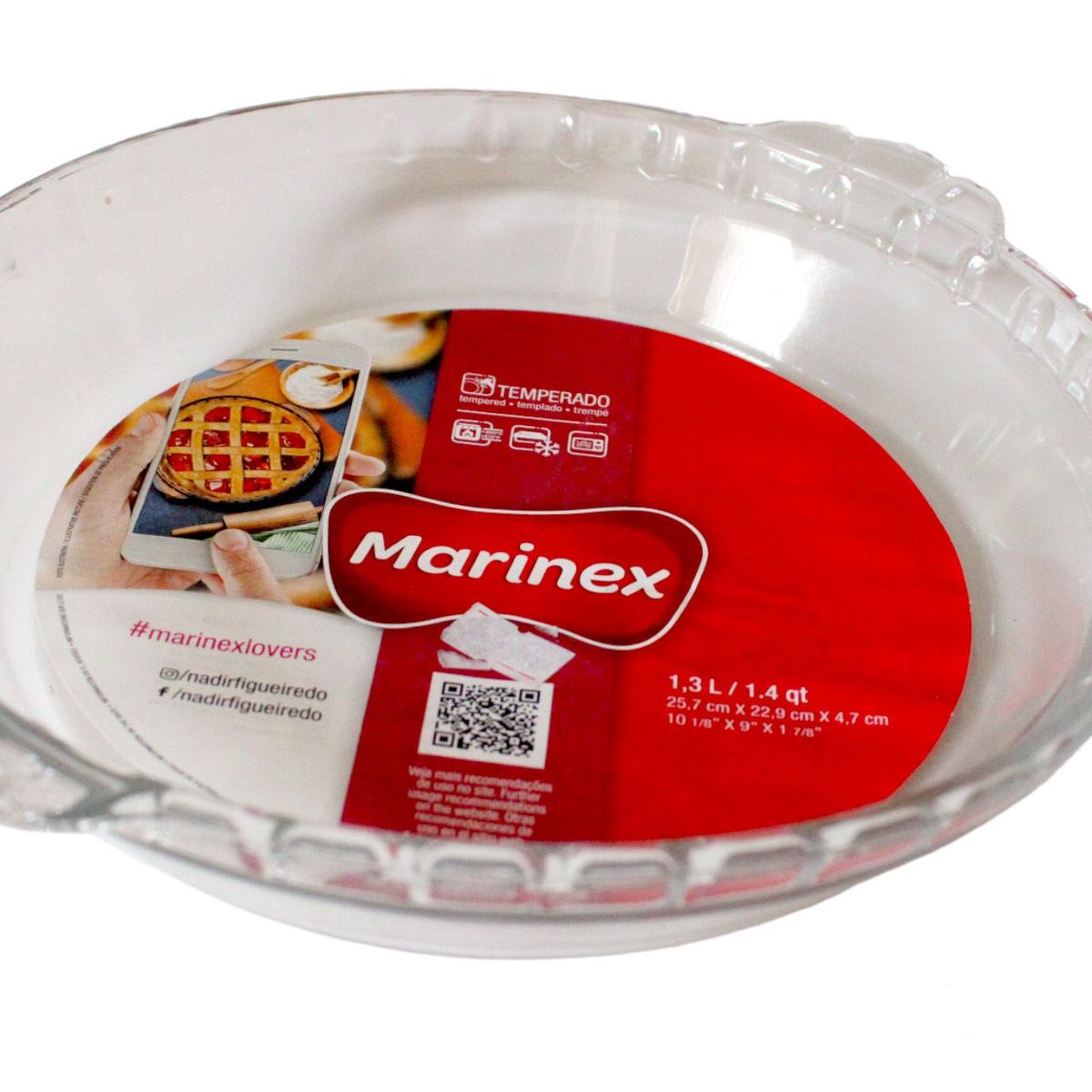 MARINEX - Fuente Molde Refractorio Pyrex para Hornear Vidrio Templado 1600 gr