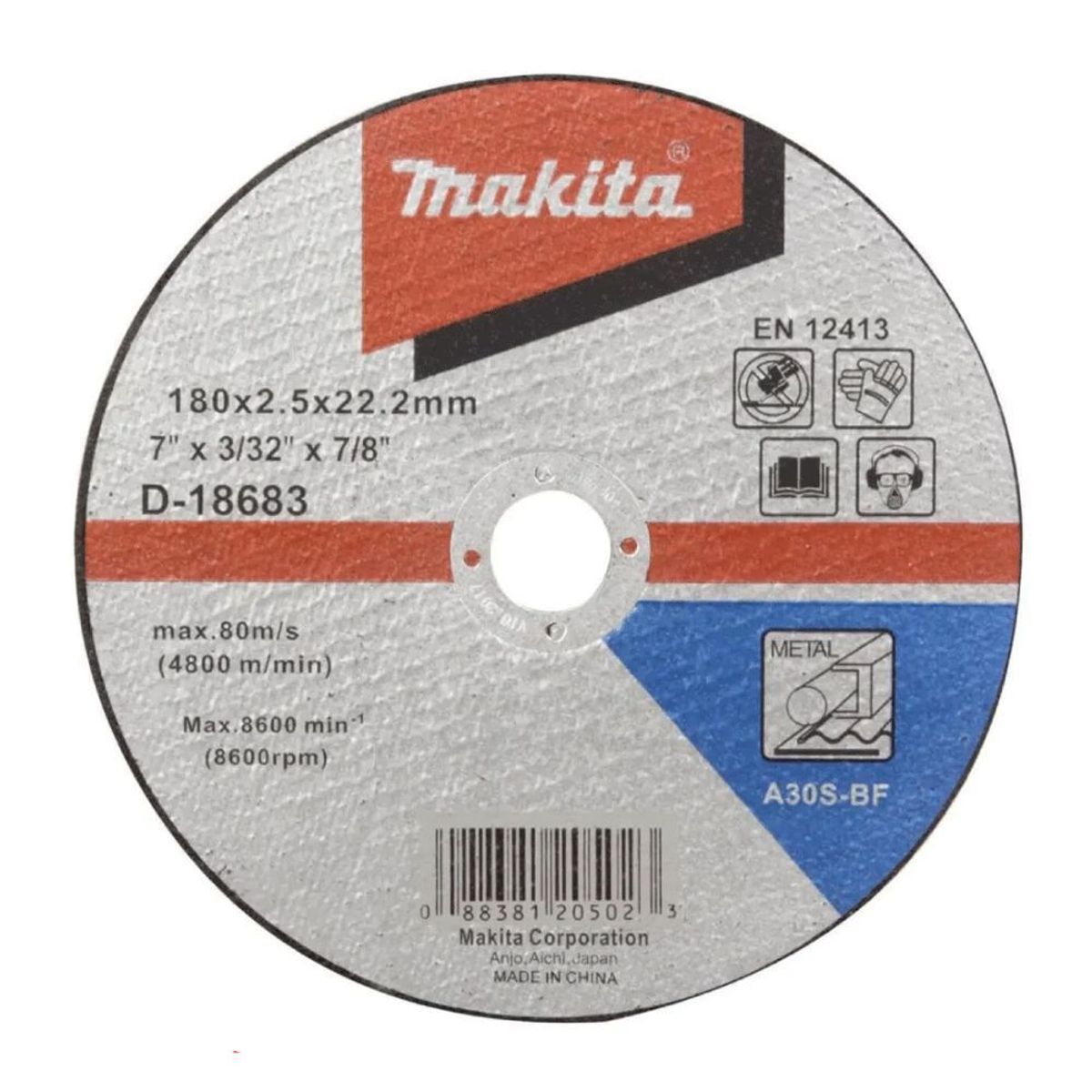 MAKITA - Disco Abrasivo de Corte 7 x 25mm A30S P Metal Makita D-18683