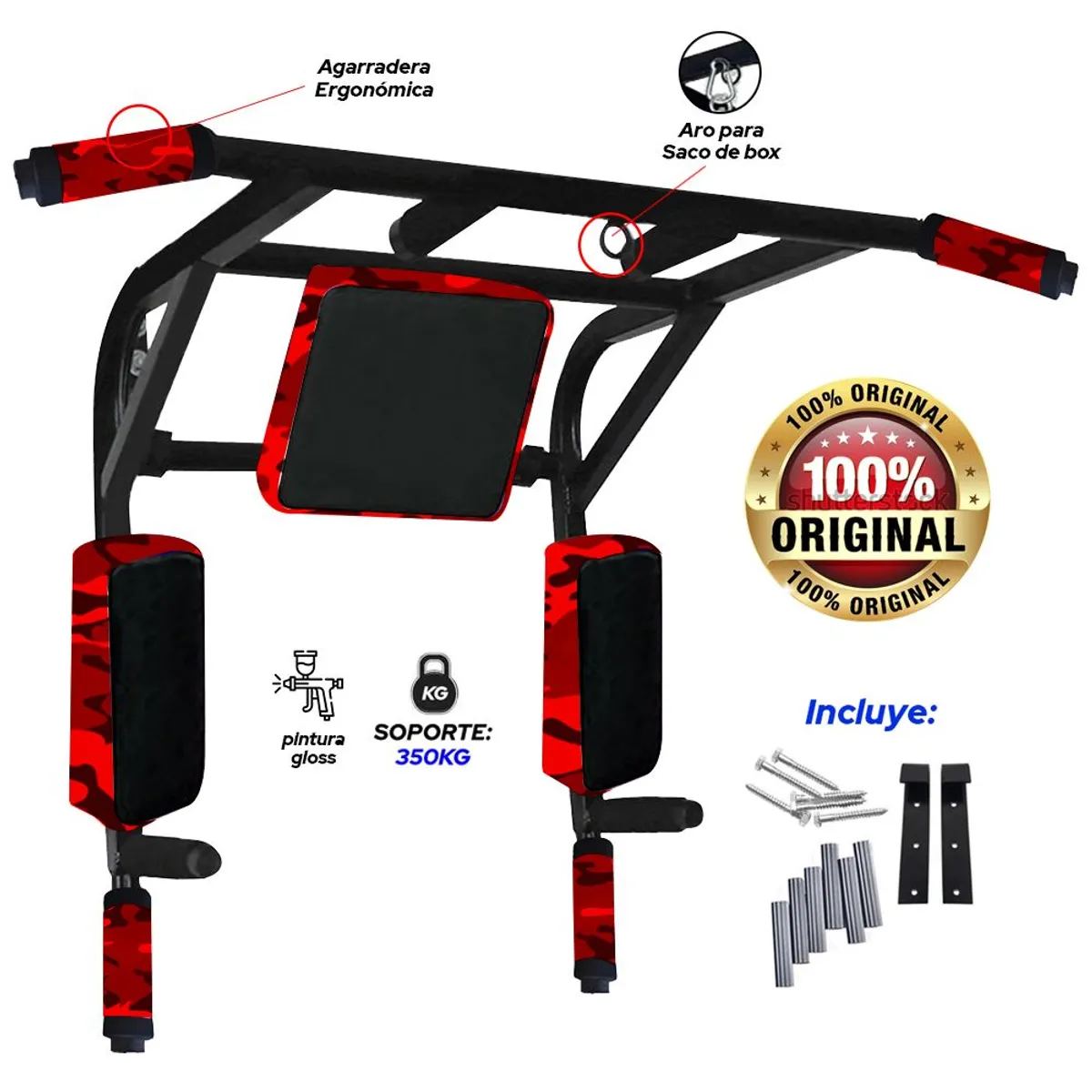 GENERICO - Barra Multifuncional 15 en 1 Soporte 350Kg-Negro