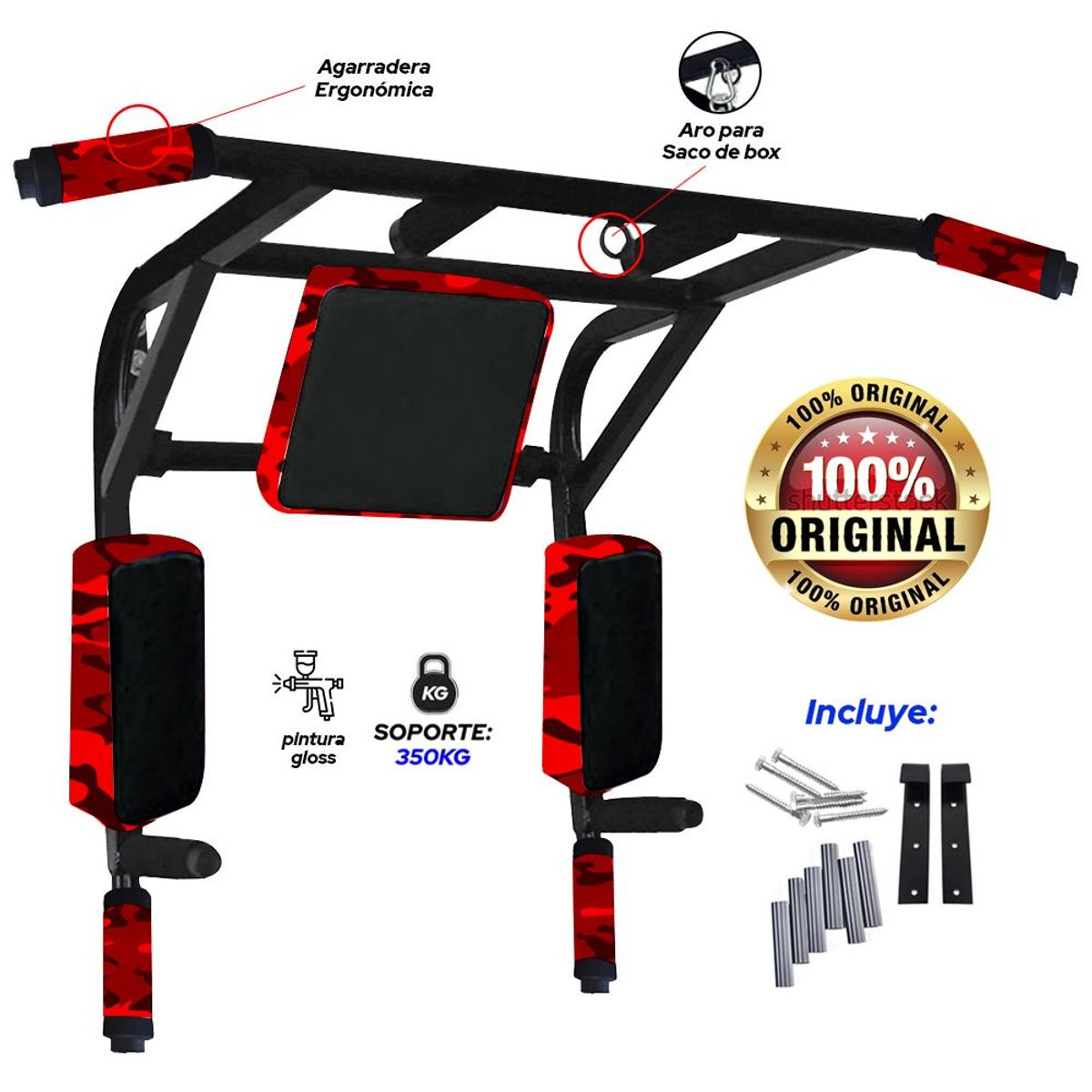 GENERICO - Barra Multifuncional 15 en 1 Soporte 350Kg-Negro