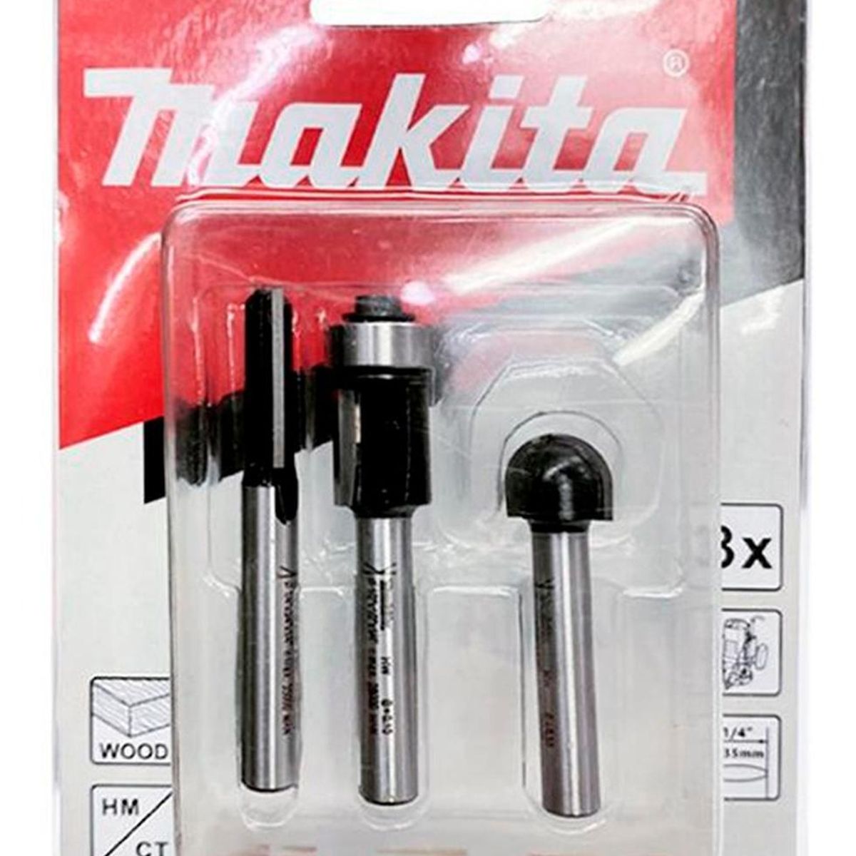 MAKITA - Set de 3 fresas para Ruteadora 1/4" Makita D-70465