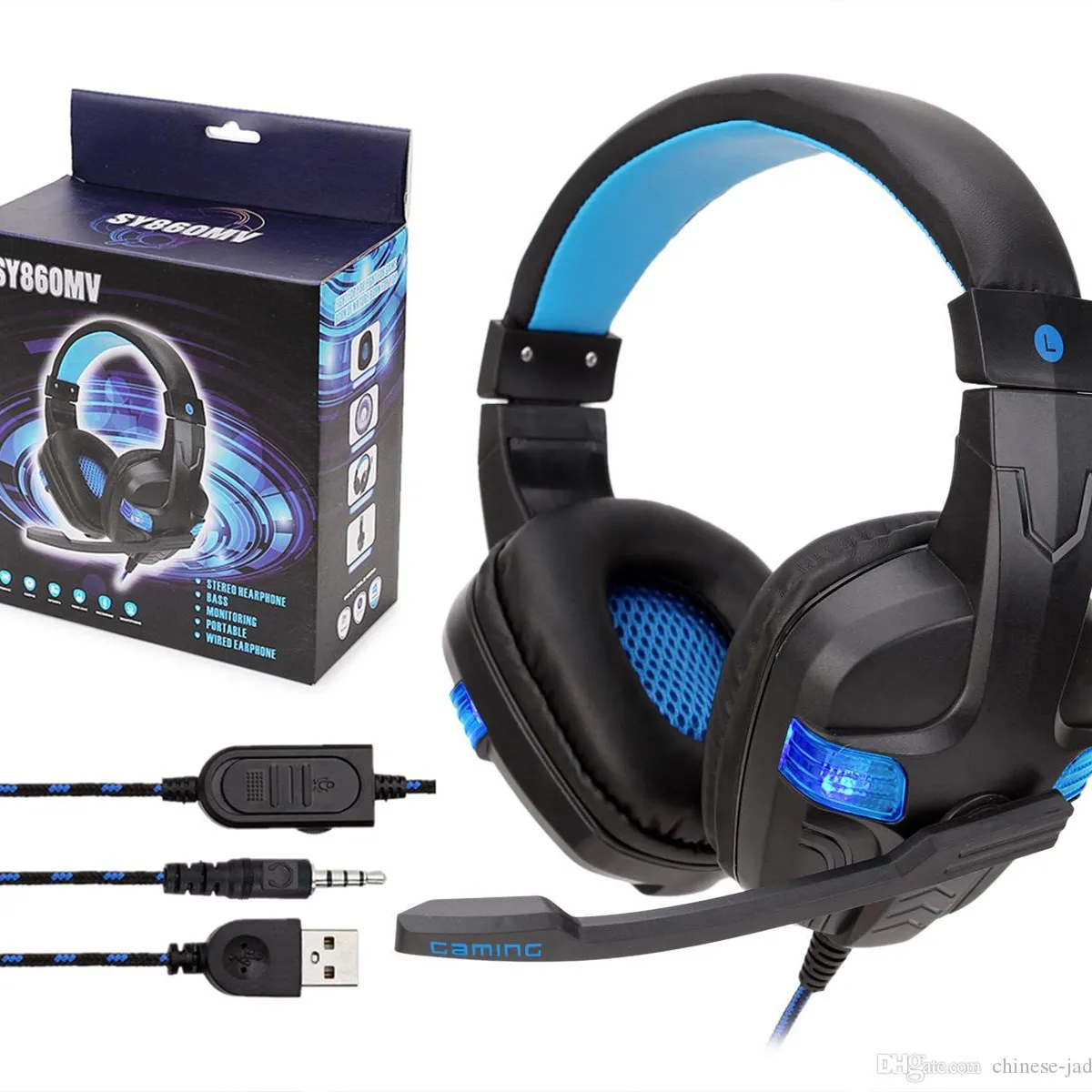 ITELSISTEM - Audifono Gamer Microfono 860 MV Pc Azul Blue Gaming Itelsistem