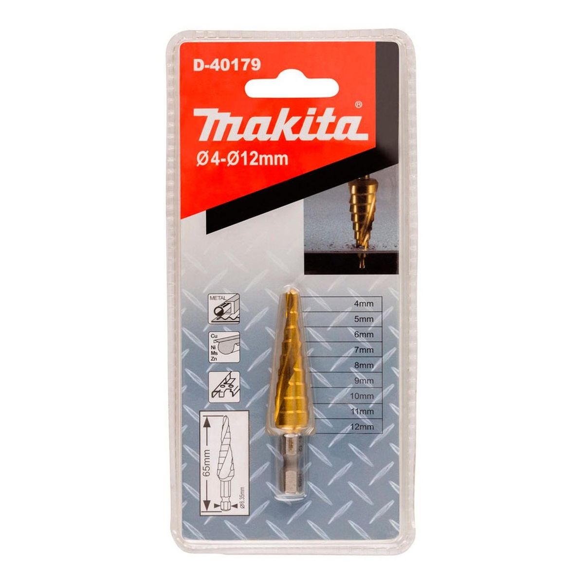 MAKITA - Broca Cónica Escalonada Filo Espiral 4-12mm Makita D-40179