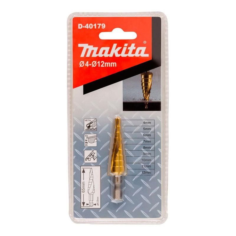 MAKITA - Broca Cónica Escalonada Filo Espiral 4-12mm Makita D-40179