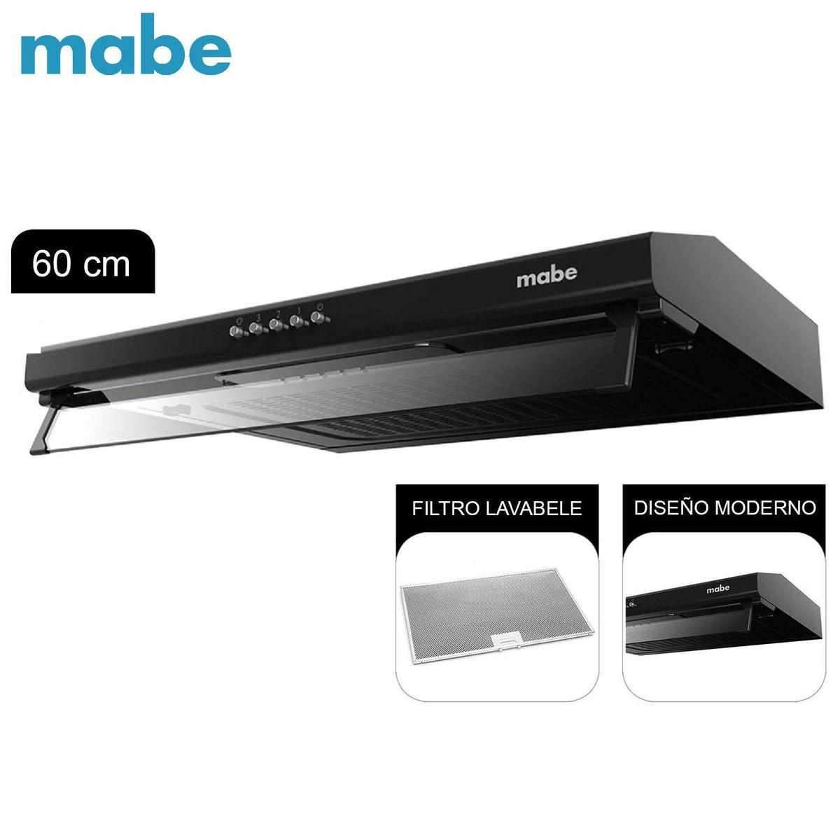 MABE - Campana Extractora MABE  60CM CMU6020PB0  - Black