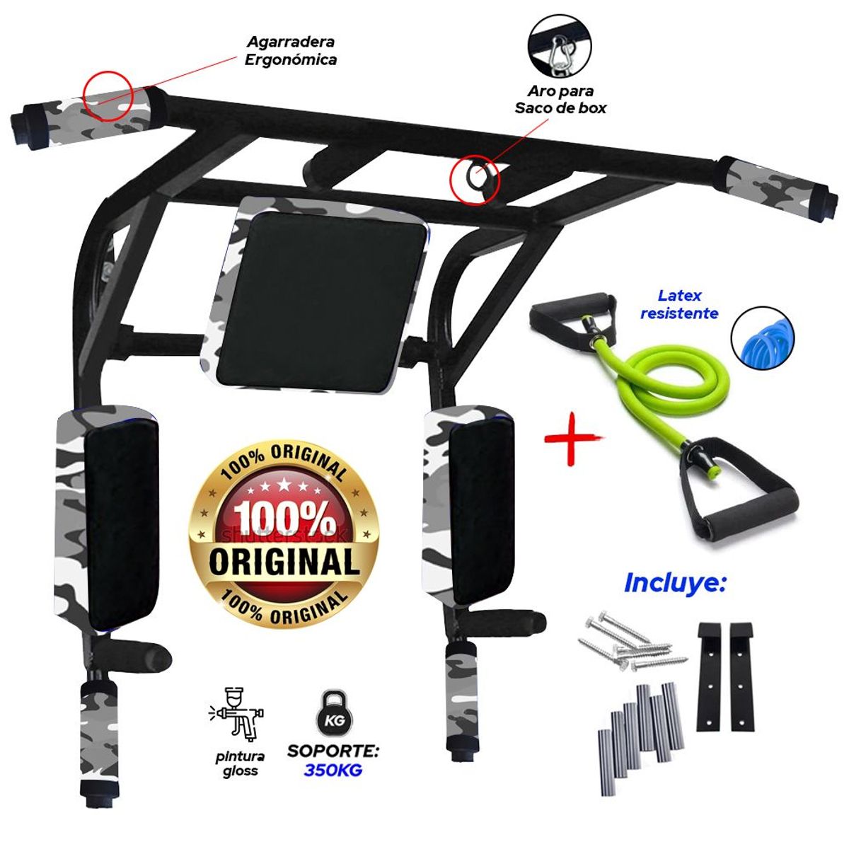 HOLGU - Barra Multifuncional Paralela 15 En 1 + liga de resistencia