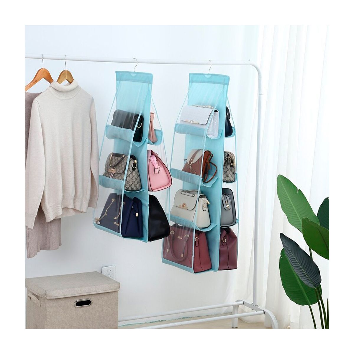 GRETAIL - Organizador de Carteras Zapatos Multiuso Ropa Closet Celeste