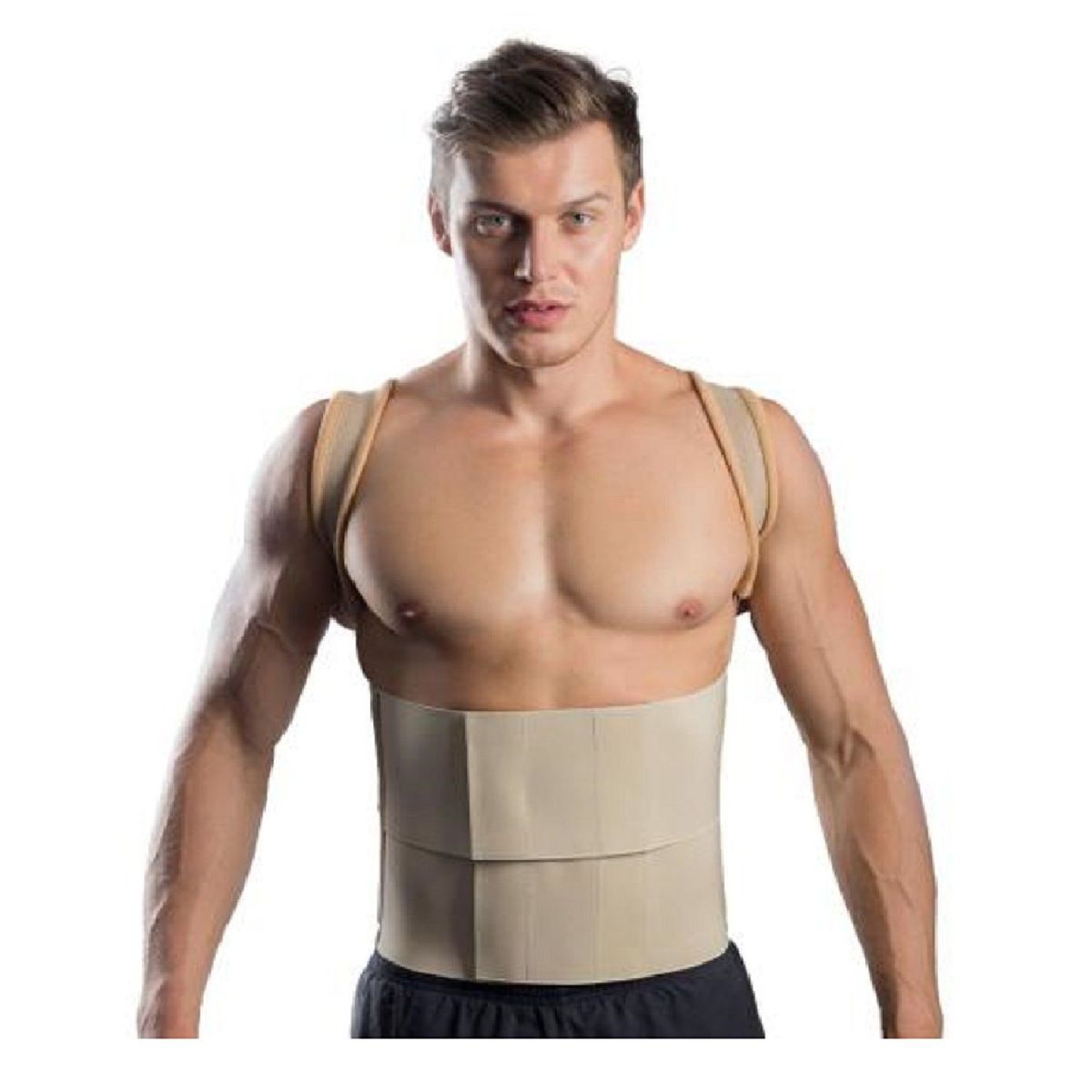 ALPHA GYM - Faja ortopédica dorso lumbar corrector de postura con varillas - M