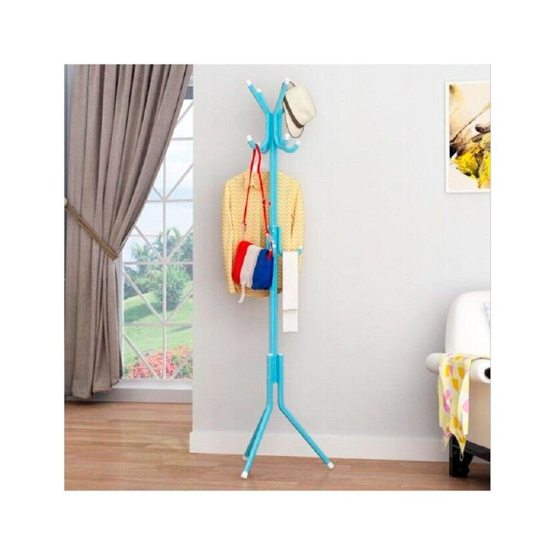 GRETAIL - Perchero De Metal Organizador 8 Colgadores Estante Turquesa