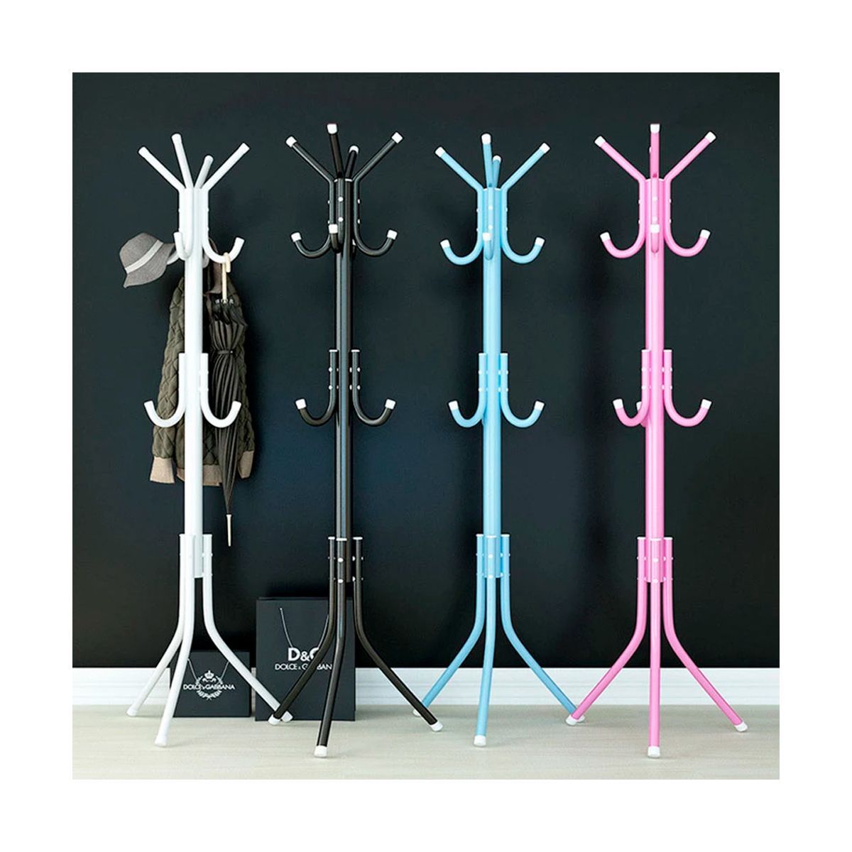 GRETAIL - Perchero De Metal Organizador 8 Colgadores Estante Turquesa