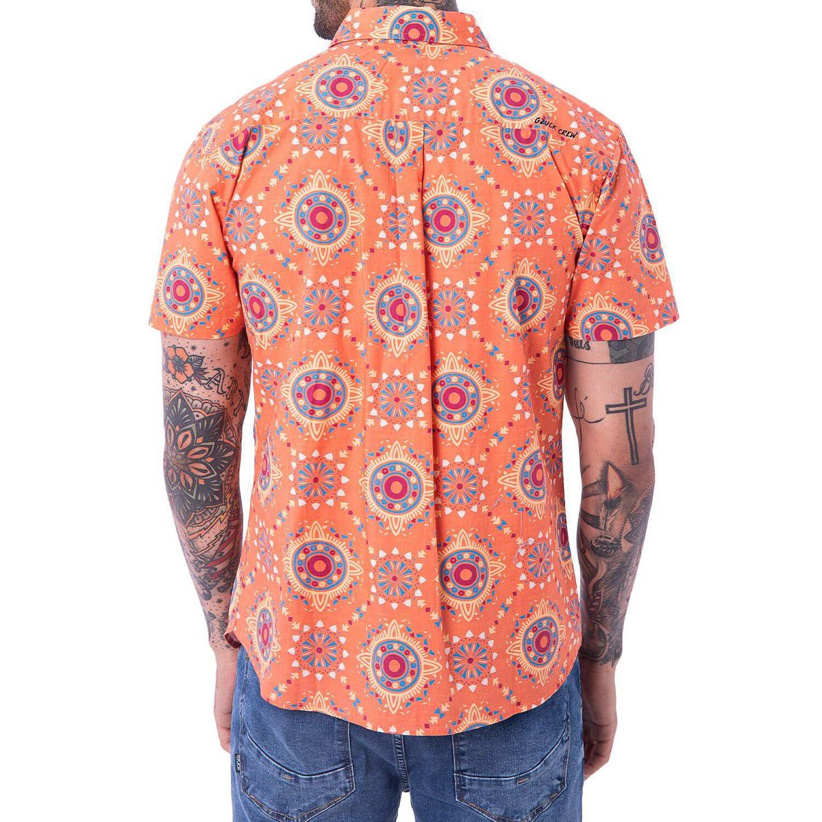 GZUCK - Camisa Moda Popelina Stretch Hombre Tropical Etnic.