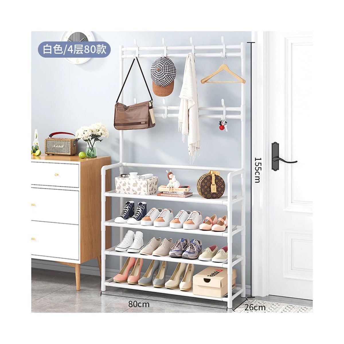 GRETAIL - Zapatera Organizador Perchero 4 Niveles Grande Blanco