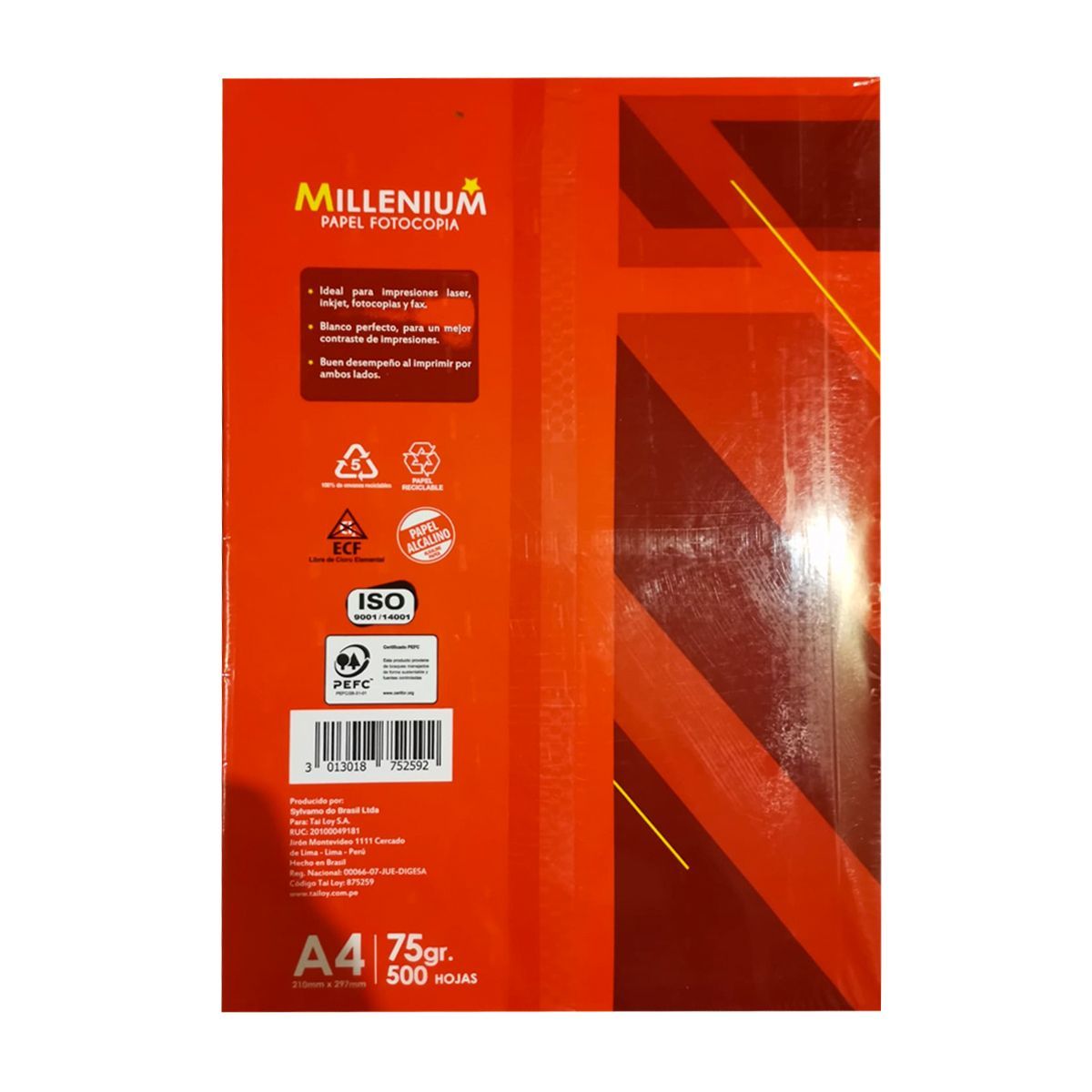 GRETAIL - Papel Bond A4 75gr Paquete Útiles De Oficina 500 hojas