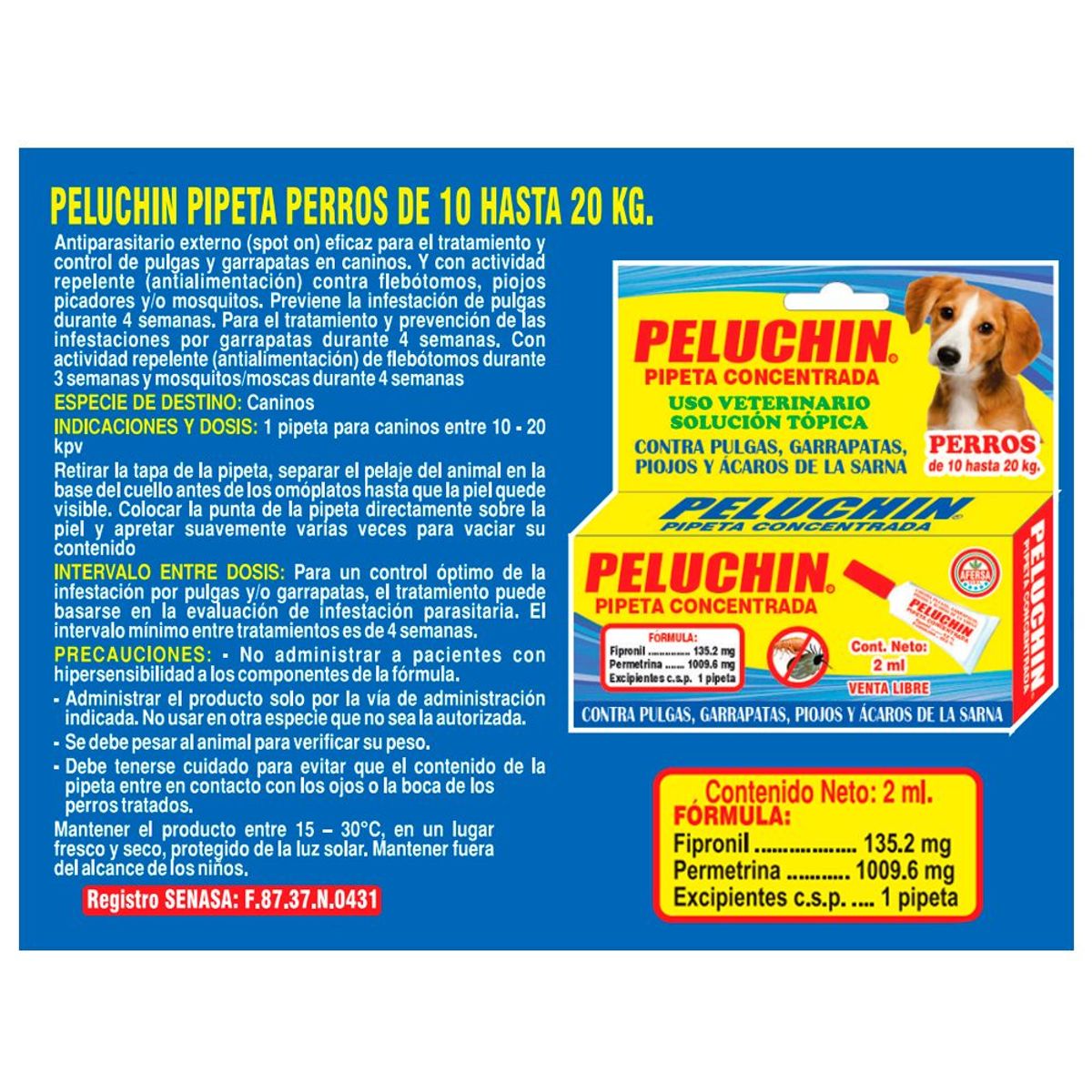 OEM - Pipeta Concentrada Antipulgas PARA PERROS 10 KG a 25 KG