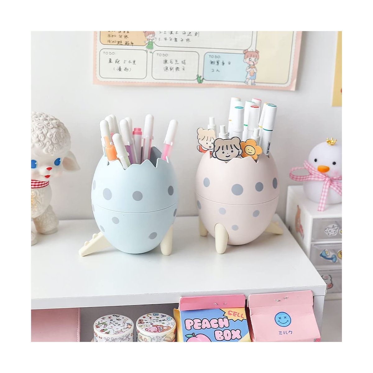 GRETAIL - Porta Lapiceros Huevo Dinosaurio Set 2 Unidades