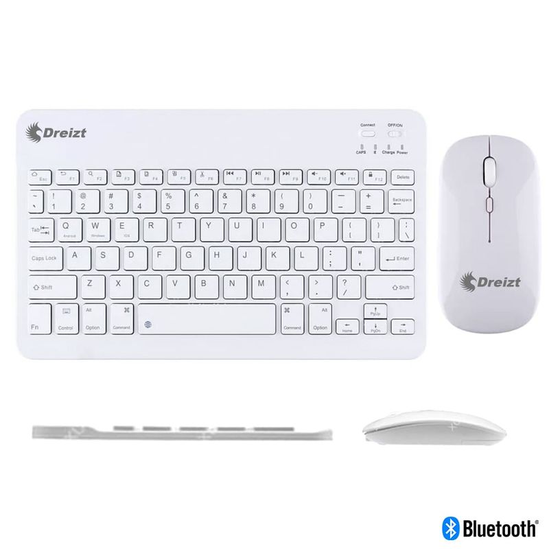 DREIZT - Kit Teclado y Mouse Bluetooth DT100 Blanco