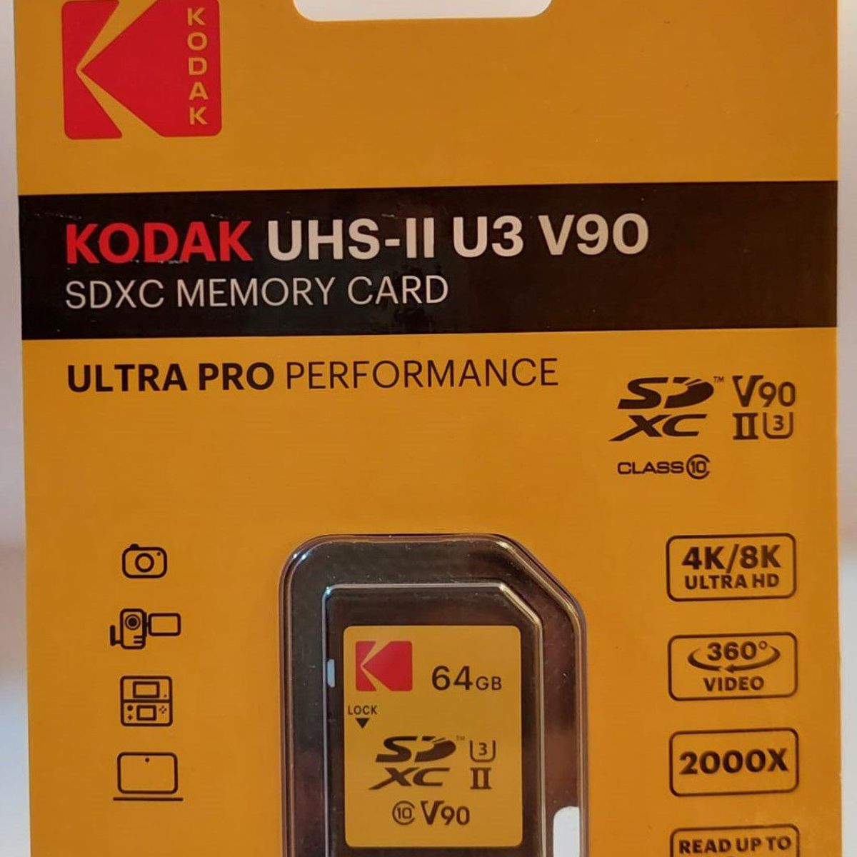 KODAK - Tarjeta de Memoria  SD 64gb V90 U3